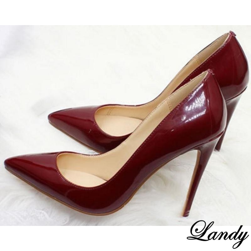 Womens High Heel Stiletto Pointed Toe Shiny Faux Leather Party Shoes Banquet Hot