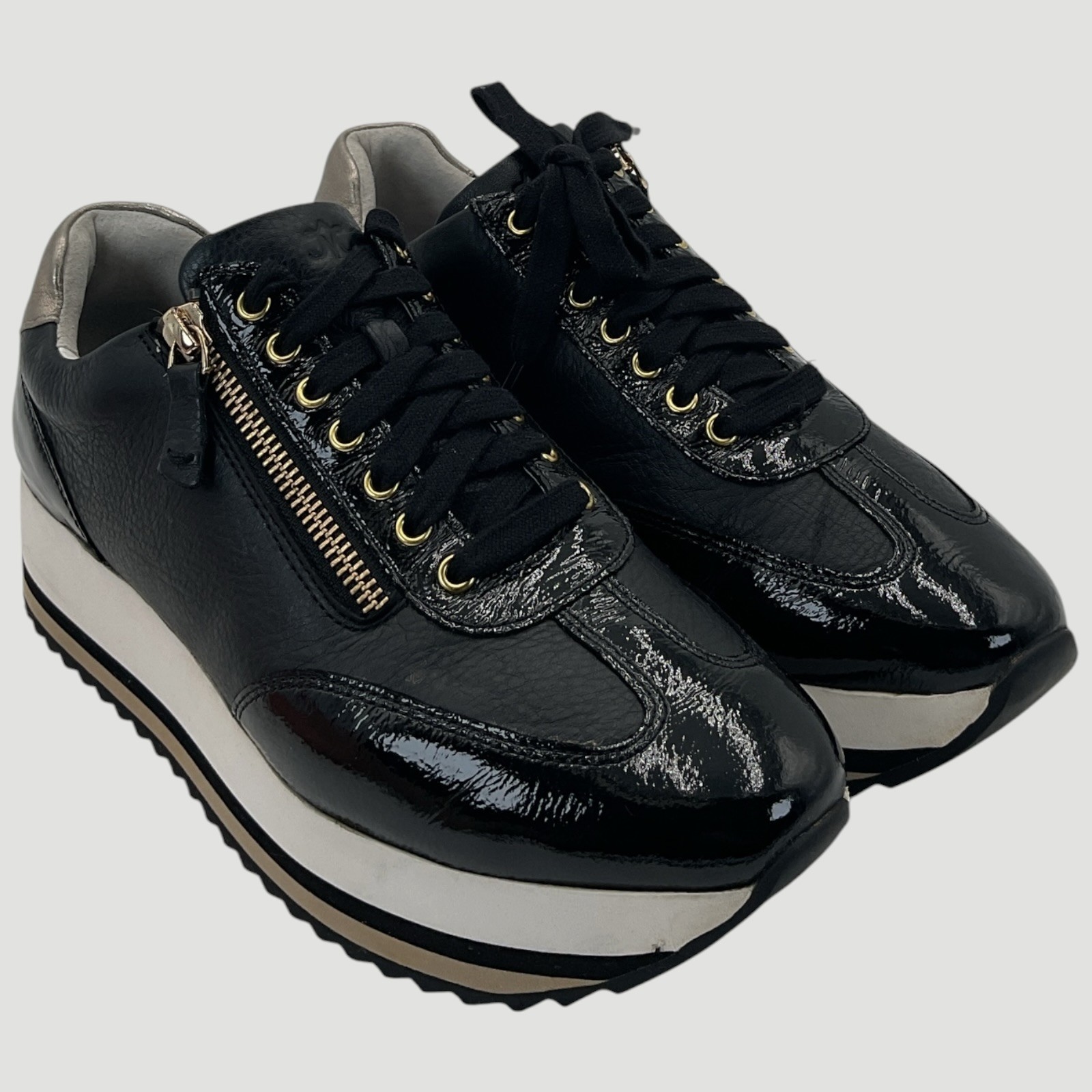 Johnston & Murphy Gracie Side-Zip Lace up Women’s Size 7.5 Black Leather Shoes
