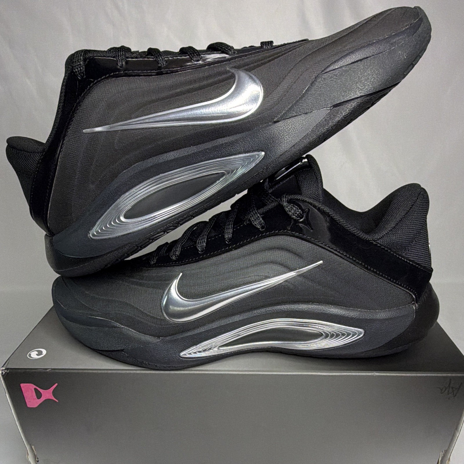 Nike A’One Black/Metallic Silver Mesh Low Top Sneakers 9W/7.5M New No Top Box