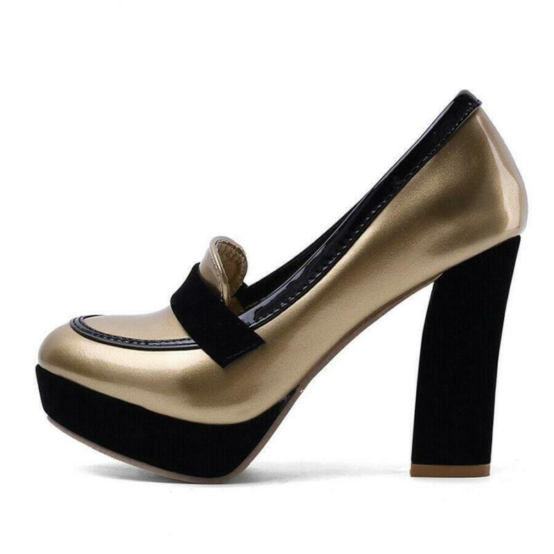 Women’s Platform Plus Size Pointed Chunky Block Heeled Pumps Shoes Party