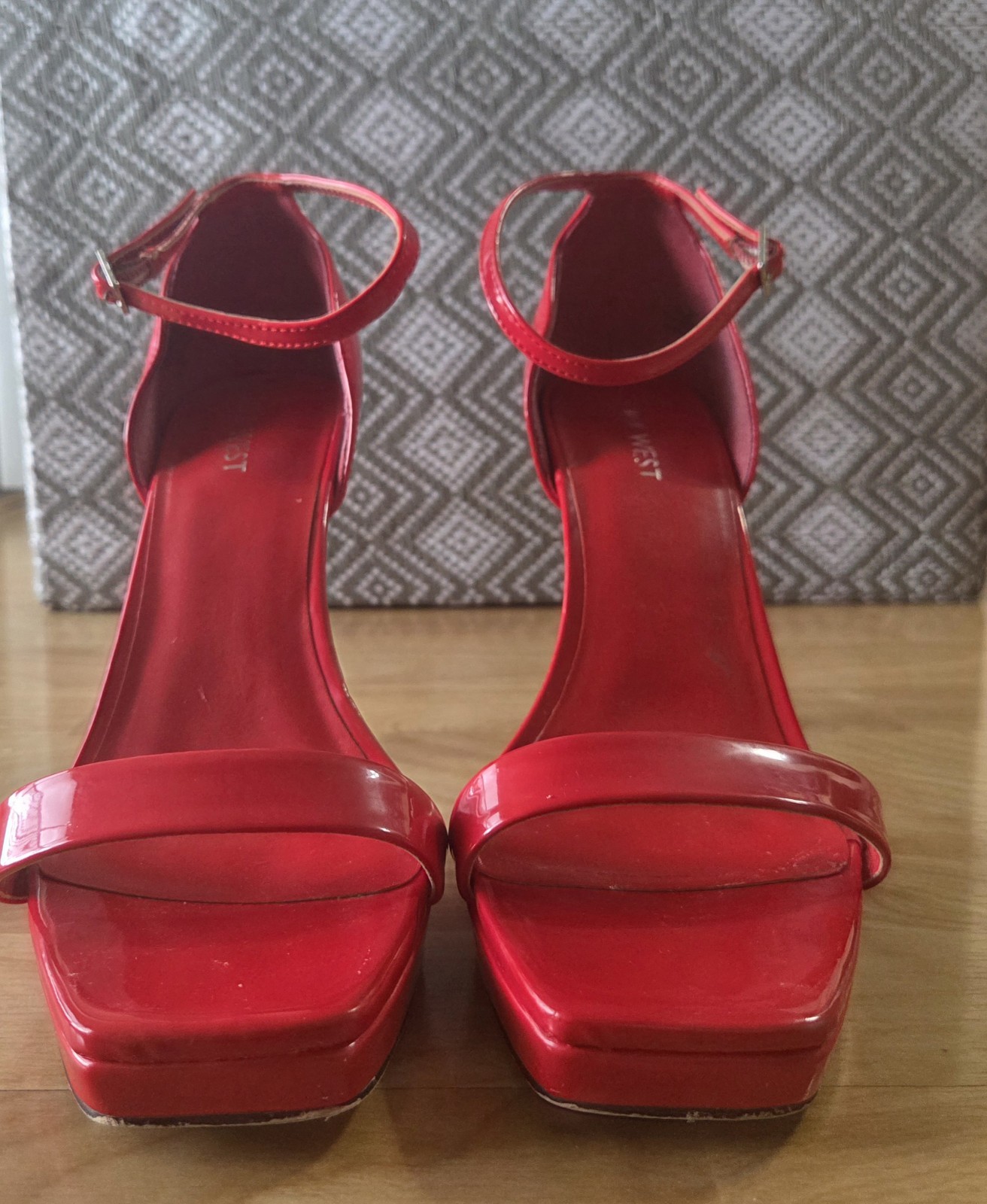 Nine West Red Patent Ankle Strap Stiletto Heels Size 9M UNBOXING