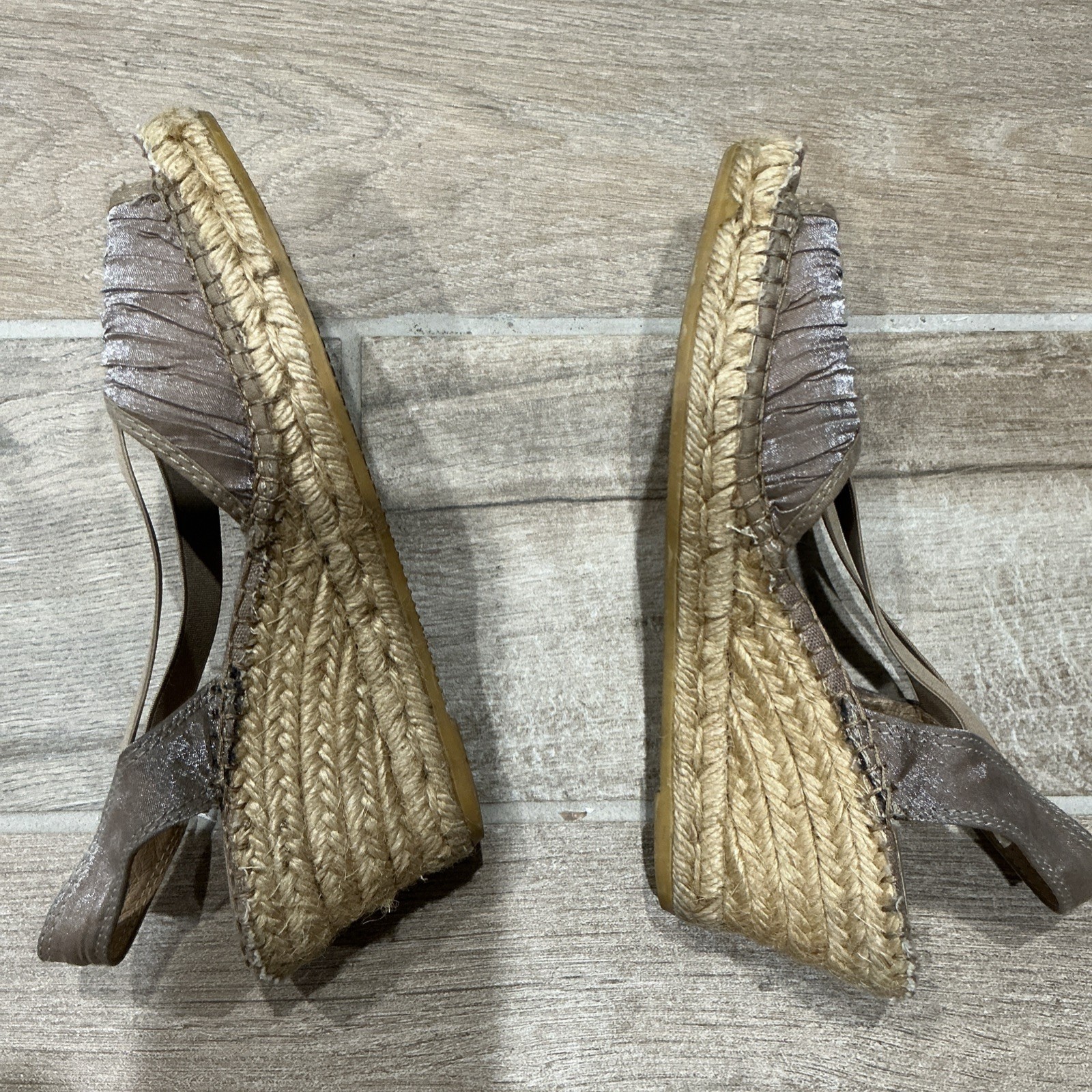 Women’s Brown Espadrille Wedge Sandals Open Toe Ankle Strap Slip On