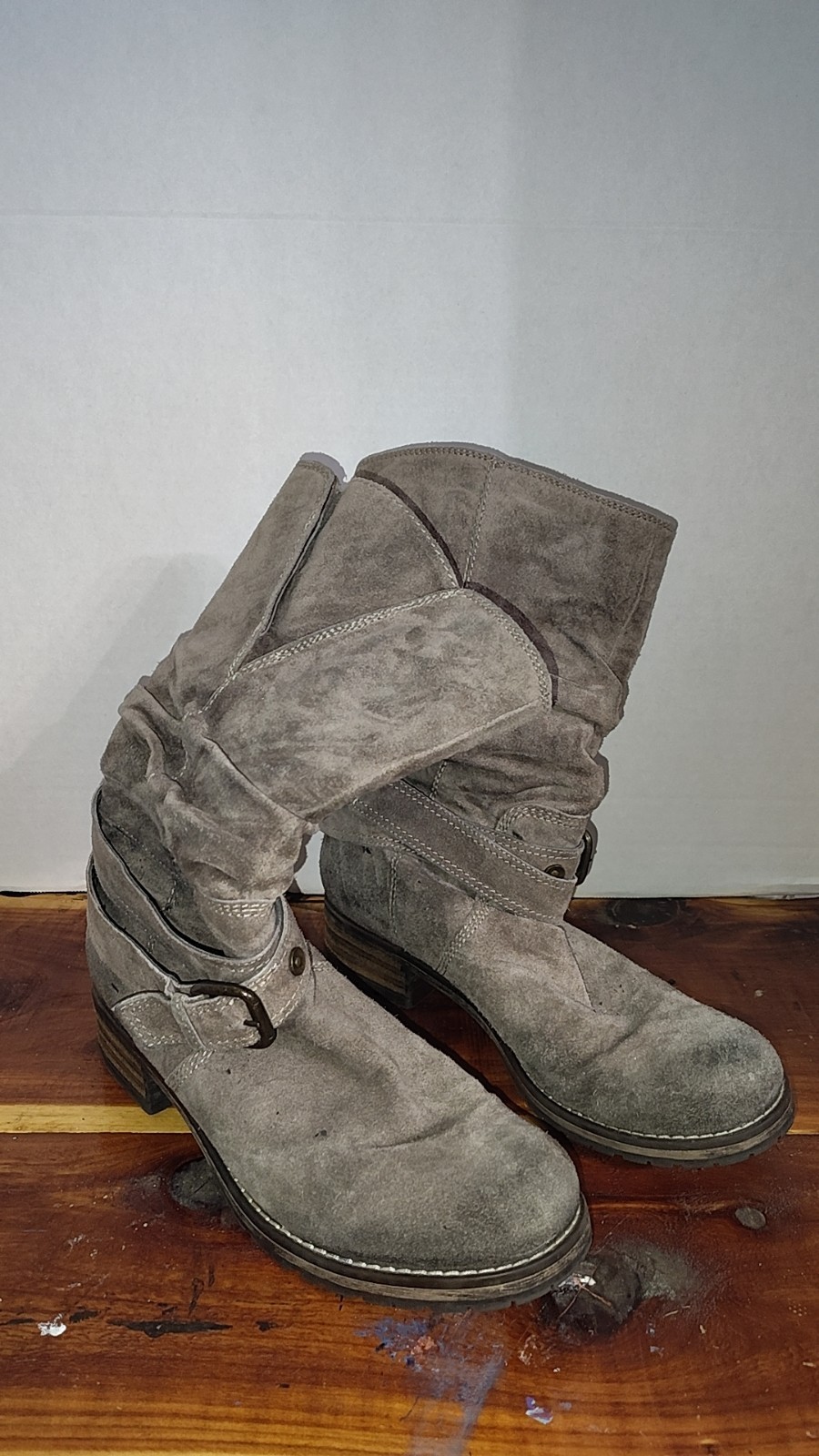 Clarks Majorca Villa Leather Suede Boots Women’s 9M Slouch Biker Taupe 63165