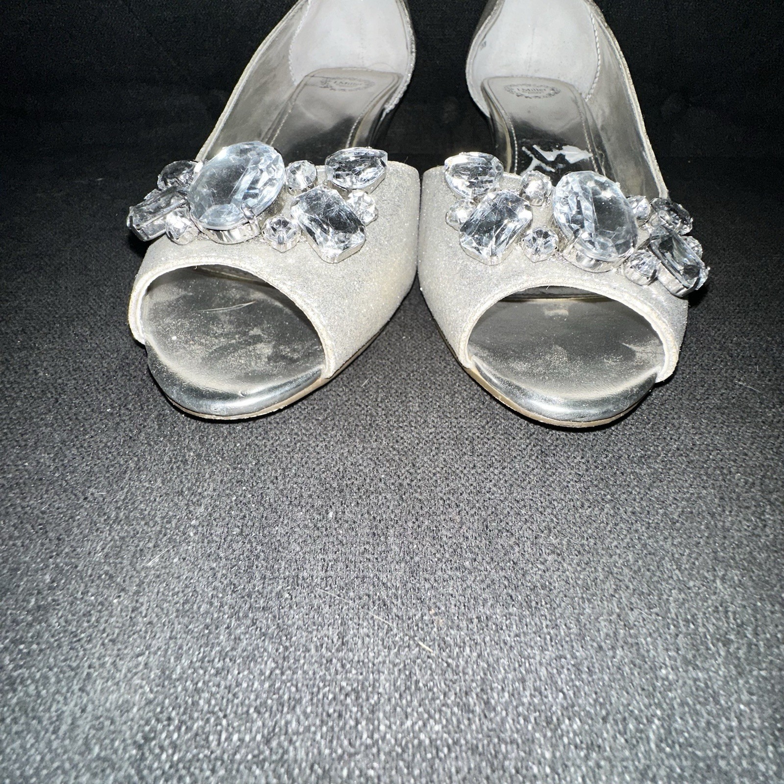 I. Miller Silver Color Glitter Sparkle Low Heels Ladies Size 10M Party Wedding
