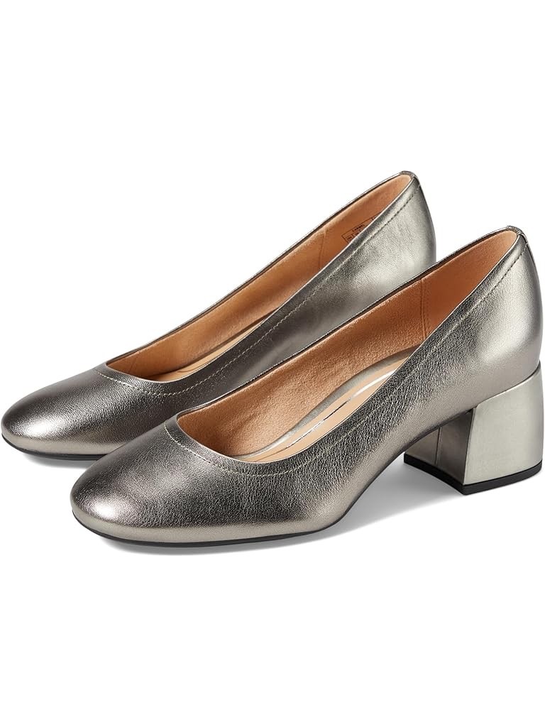 Vionic Leather Monterey Carmel Pump Dress Shoes Pewter Metallic SZ 9 NEW NWOB
