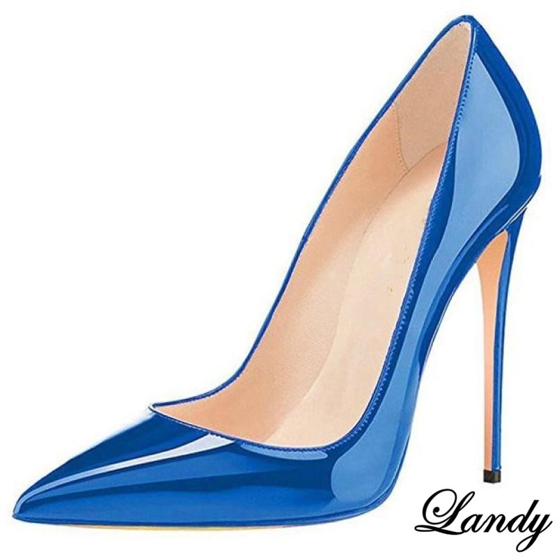 Womens High Heel Stiletto Pointed Toe Shiny Faux Leather Party Shoes Banquet Hot
