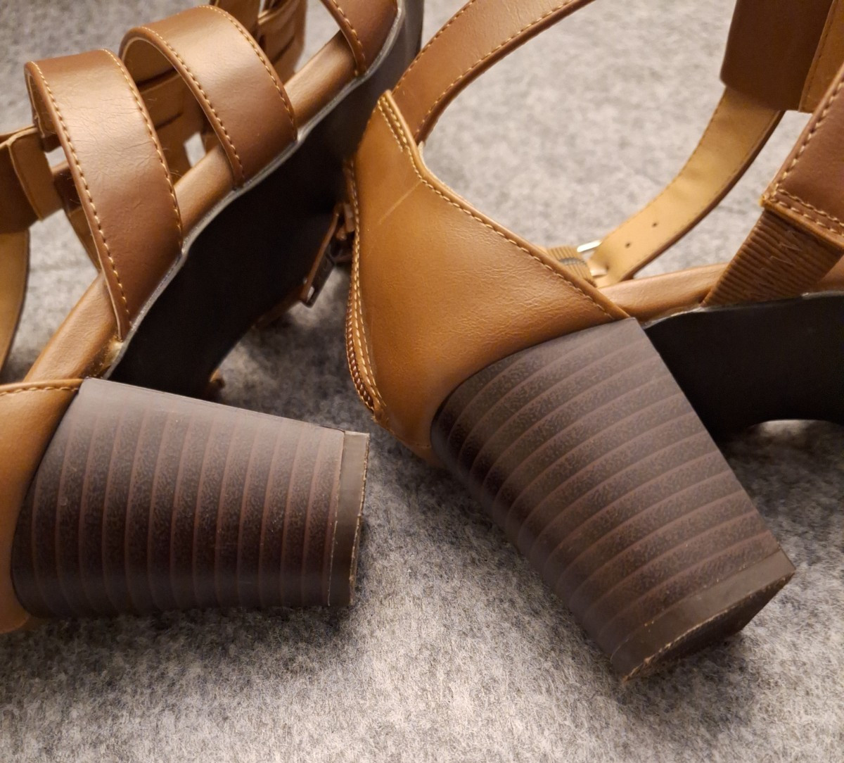 Comfortview Talia Cognac Gladiator Heeled Sandals 7.5 M Back Zip Style 16‑0895‑9