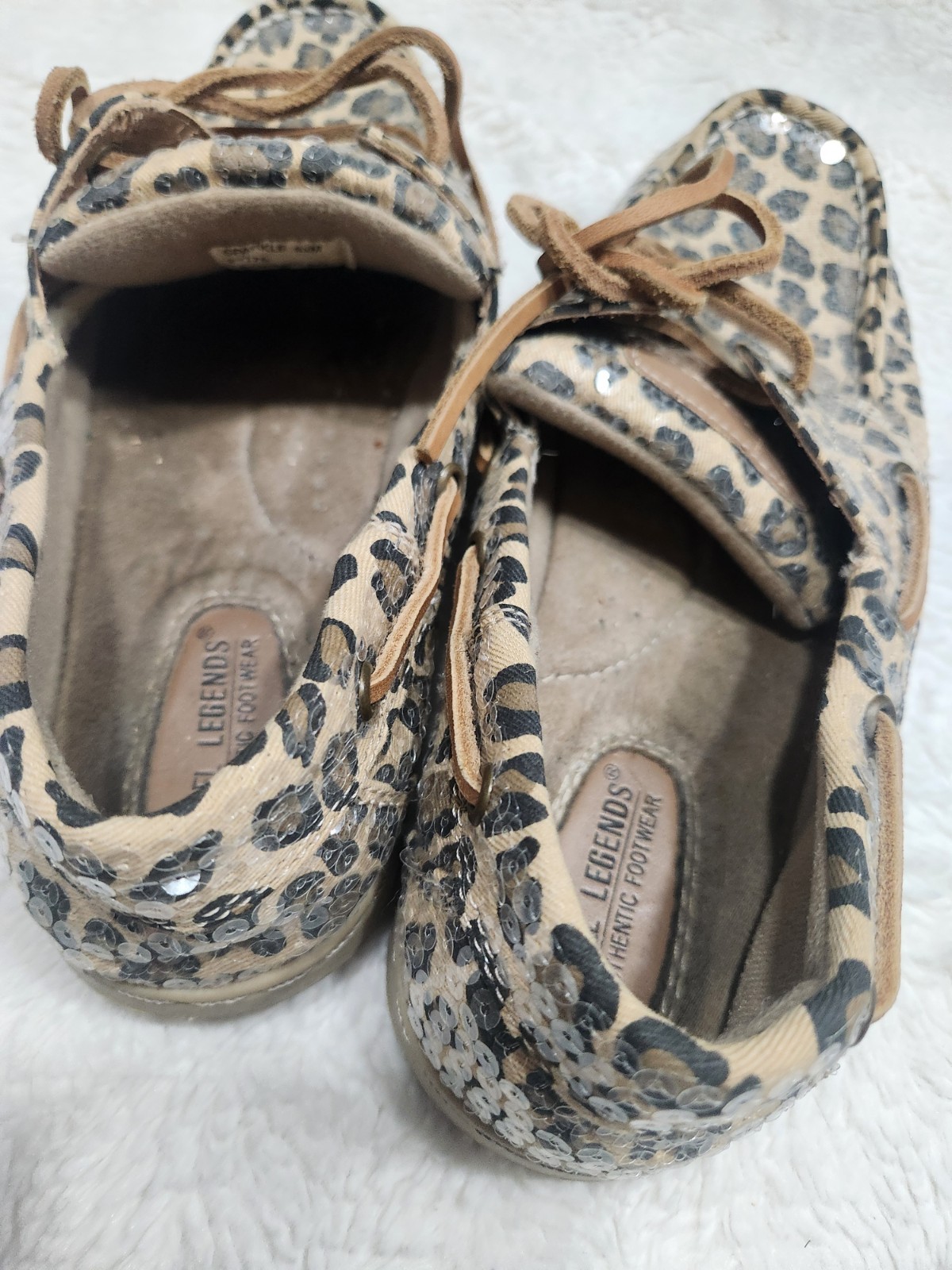 Reel Legends Women’s Leopard Print Sequin Boat Shoes Sparkle Deck Shoes Size…
