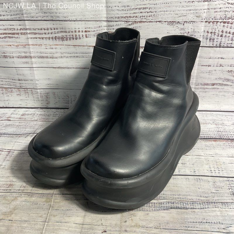 Charles & Keith Black Leather Platform Chelsea Boot Men’s Size 11
