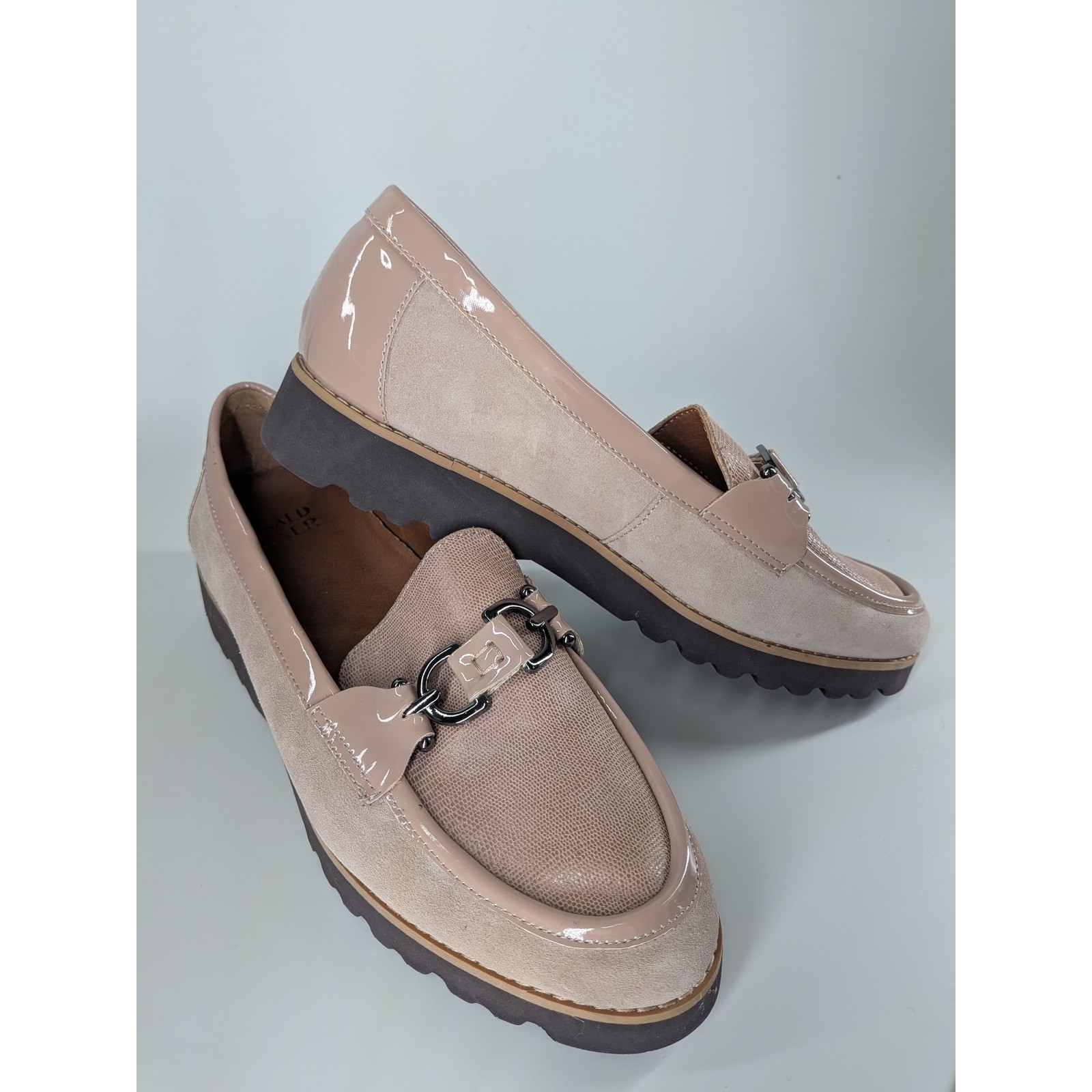 Donald Pliner HPCLIOCS Blush Pink Leather Suede Bit Loafers Lug Sole Womens 9.5M