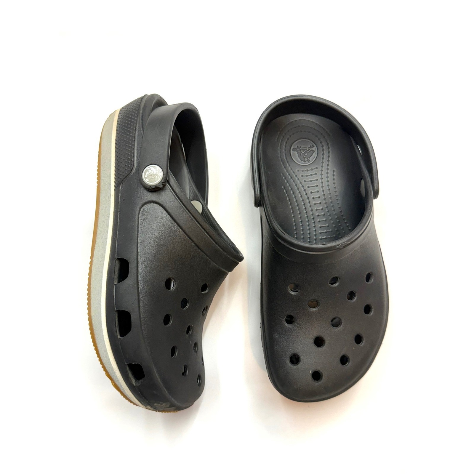 CROCS $60 Black Men 6 Women 8 Unisex-Adult Classic Retro Runner Clogs box#111