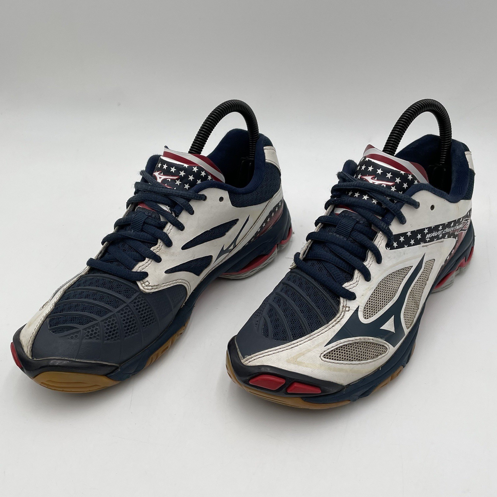 Mizuno Wave Lightning Z3 Womens Size 7 Volleyball Shoes USA FLAG Red White Blue