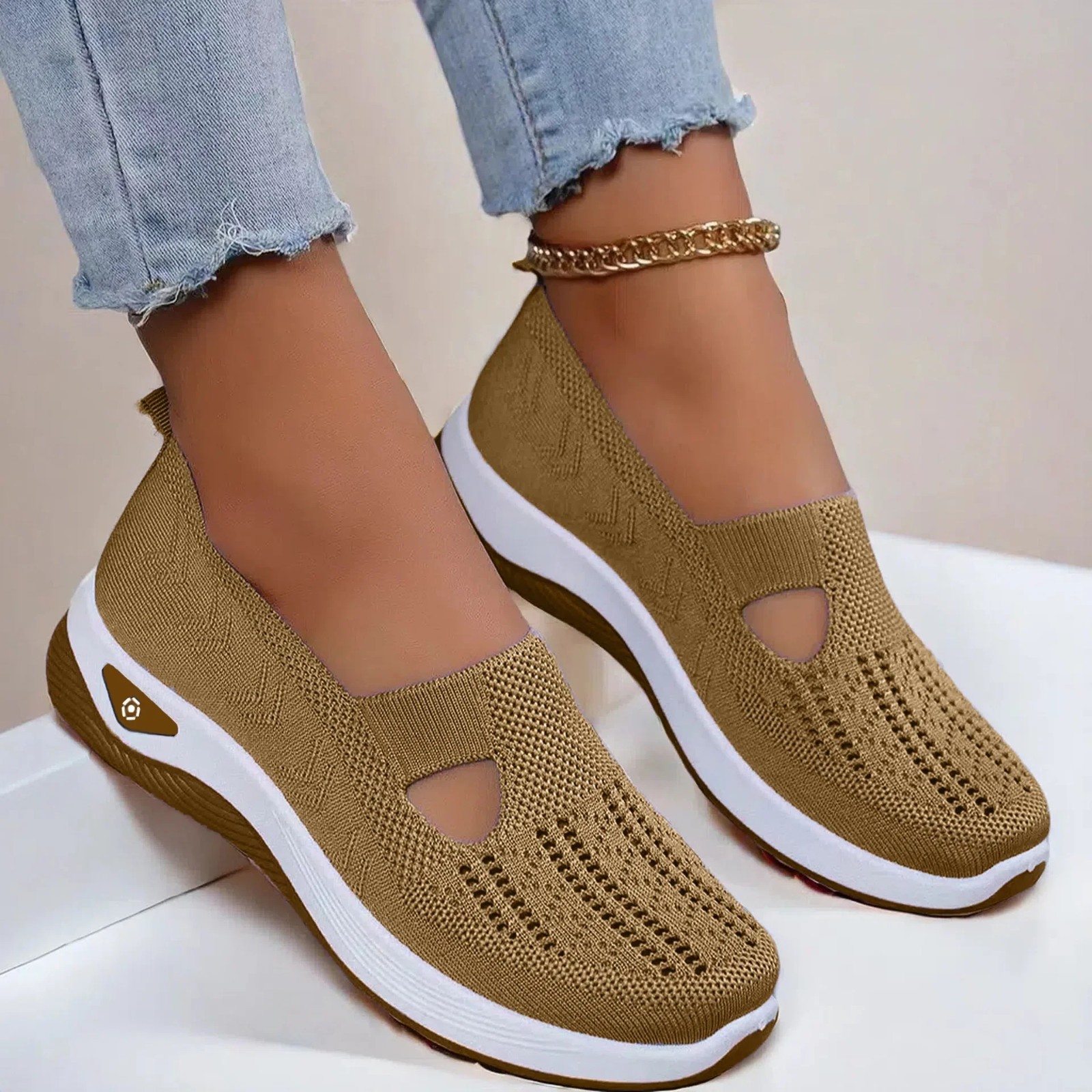 Women Mesh Flats Shoes Breathable Slip On Walking Sneakers Soft Non Slip Casual✨