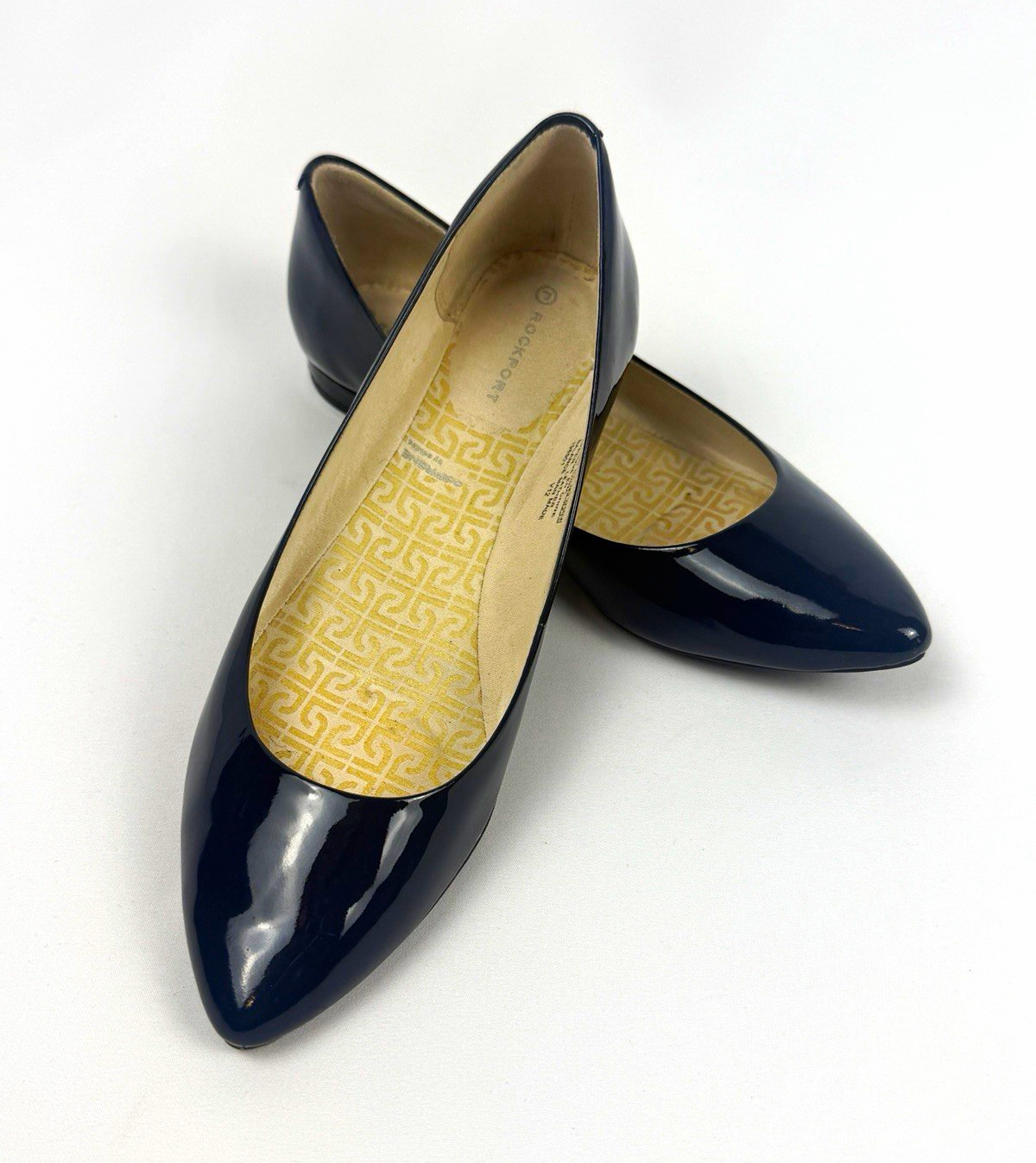 Rockport Women’s 6.5M Navy Patent Leather Pointed Toe Slip-On Ballet Flats