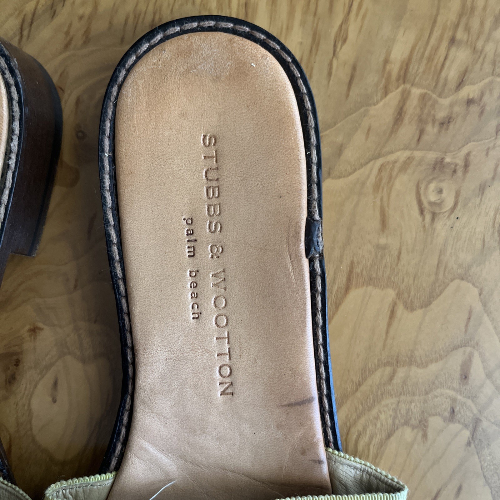 Stubbs & Wootton Palm Beach Women’s Grosgrain Stripe Slip-On Sandals Size 9.5