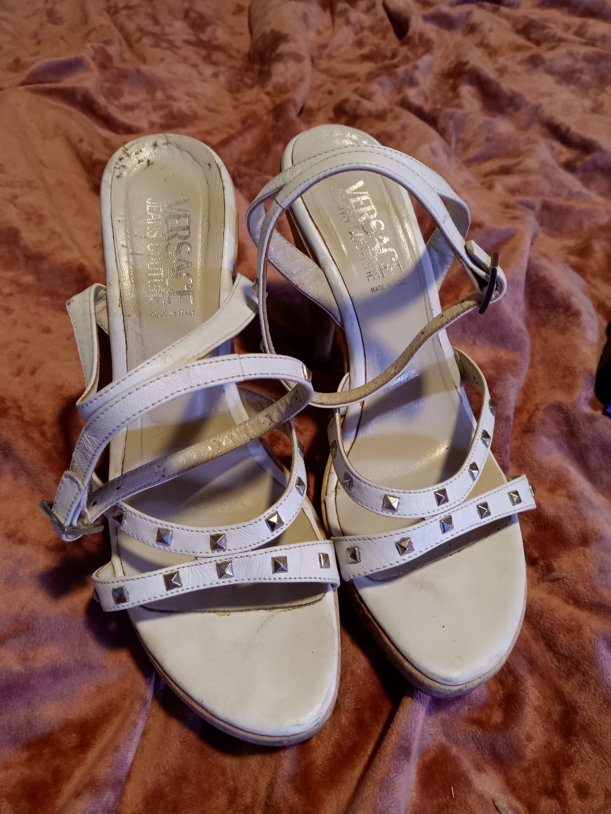 Versace Jeans Couture White Platform Sandals Women’s Size 38 US 8