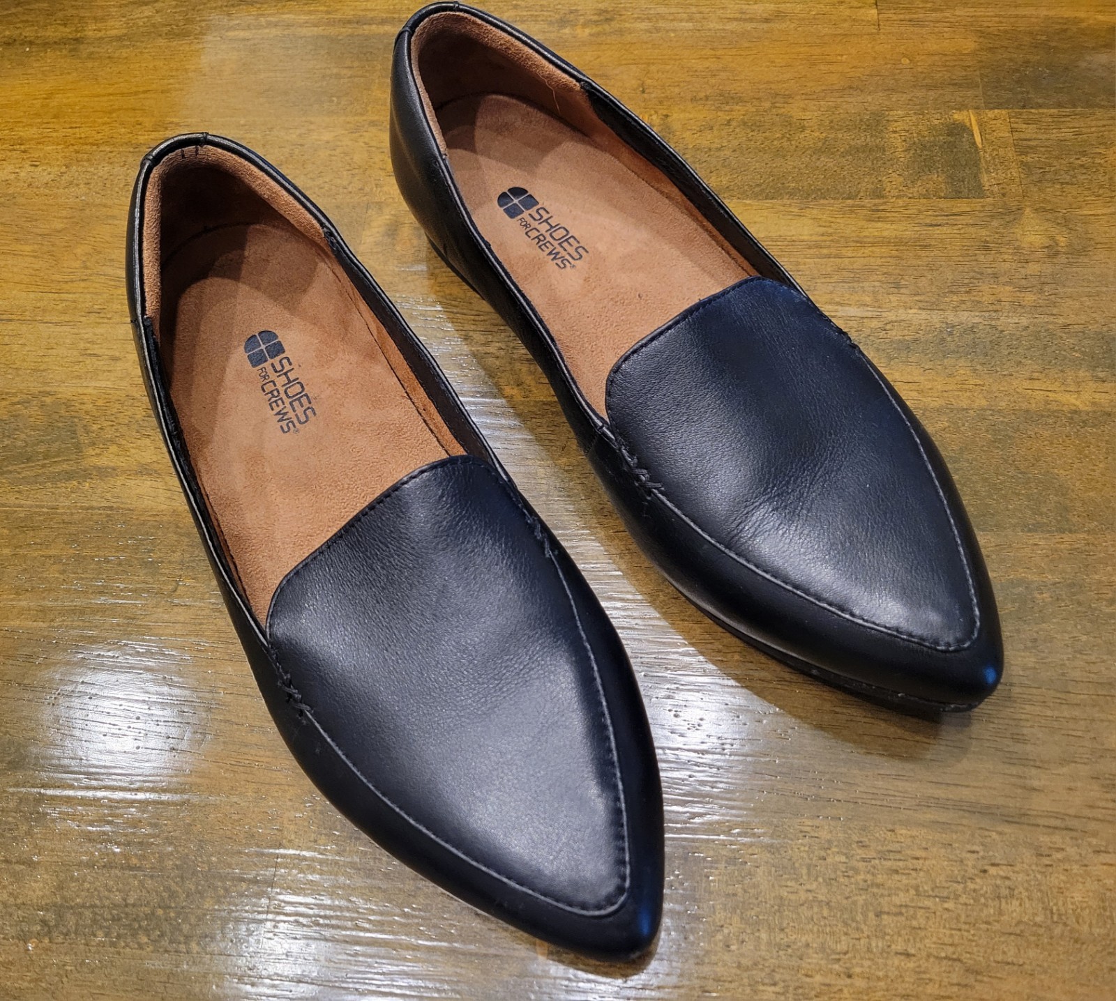 Shoes For Crews Womens Leather Slip-On Loafer Black Slip Resistant Sz 9 Workwear