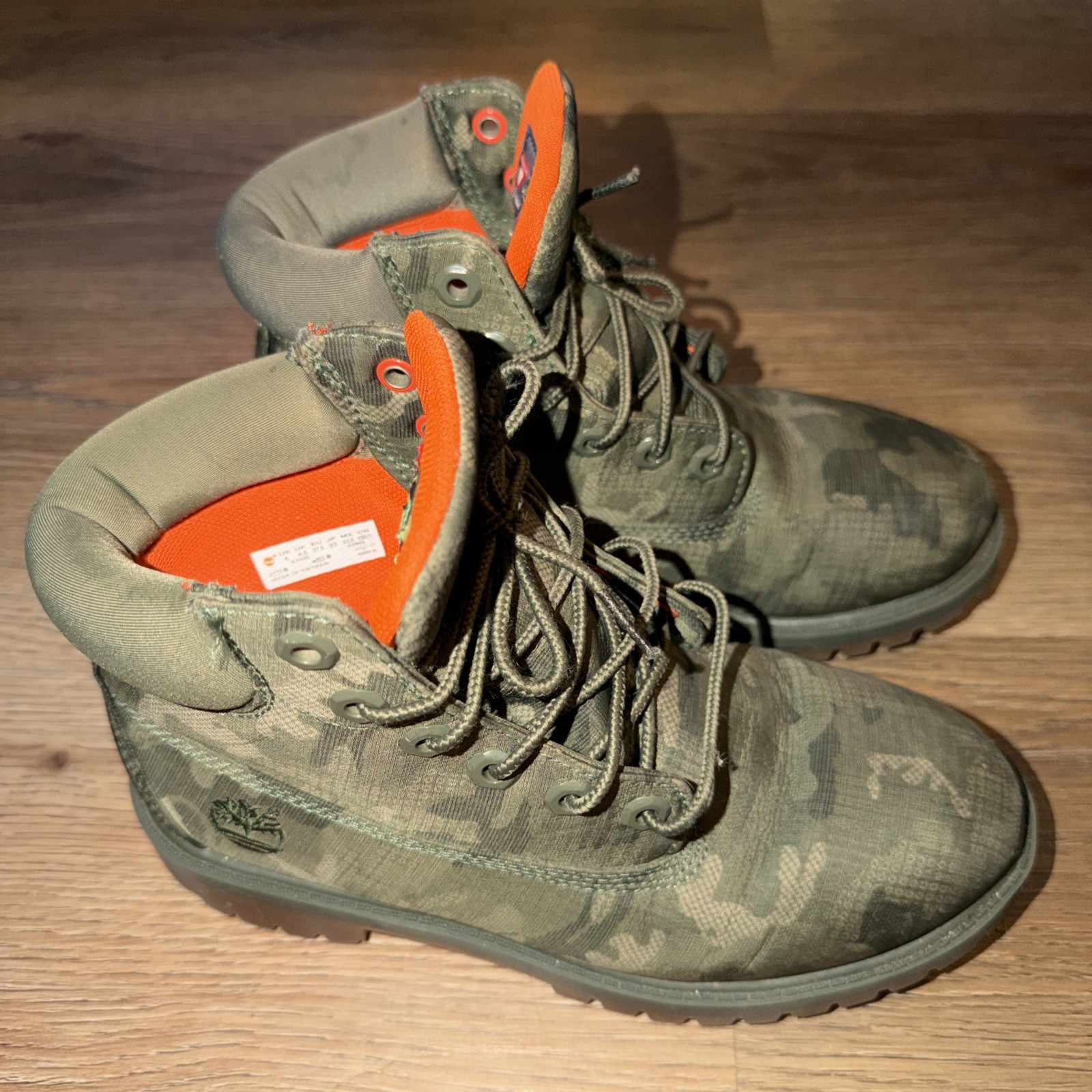 Timberland Premium Timberdry Fabric Boot Green Camo Womens Girls Size 5