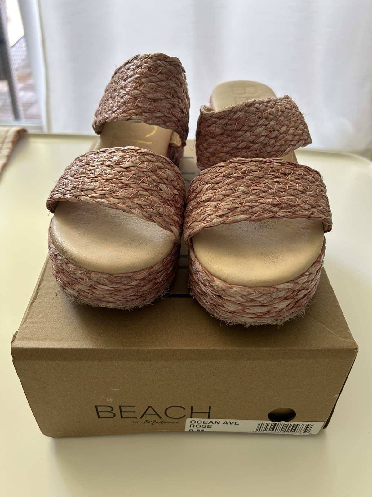 BEACH BY MATISSE OCEAN AVE ESPADRILLE SLIDE SANDALS ROSE WOMENS SZ 9