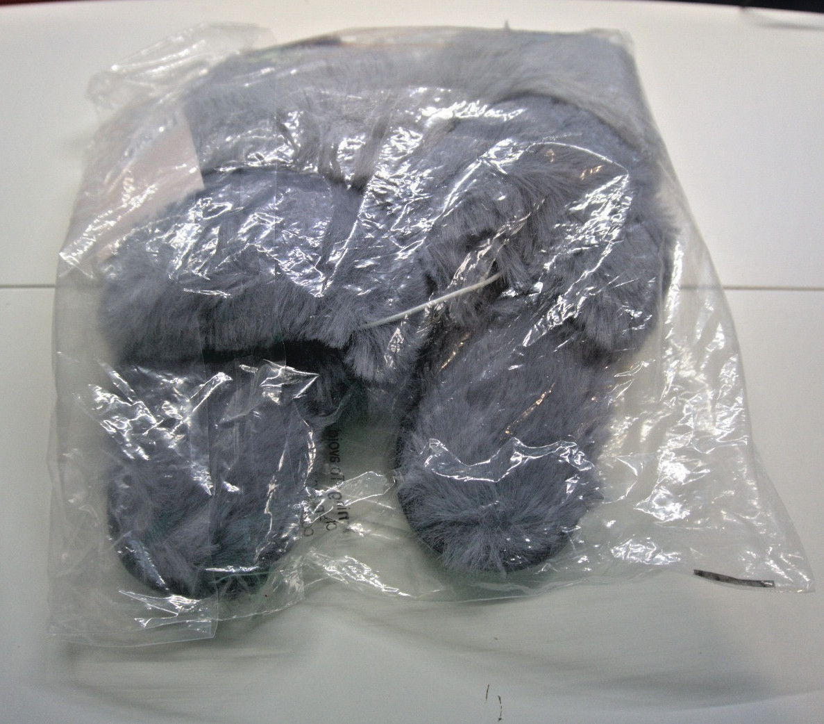 Lot of 4 – LC Lauren Conrad Double Band Faux Fur Slide Slippers Gray M 7/8