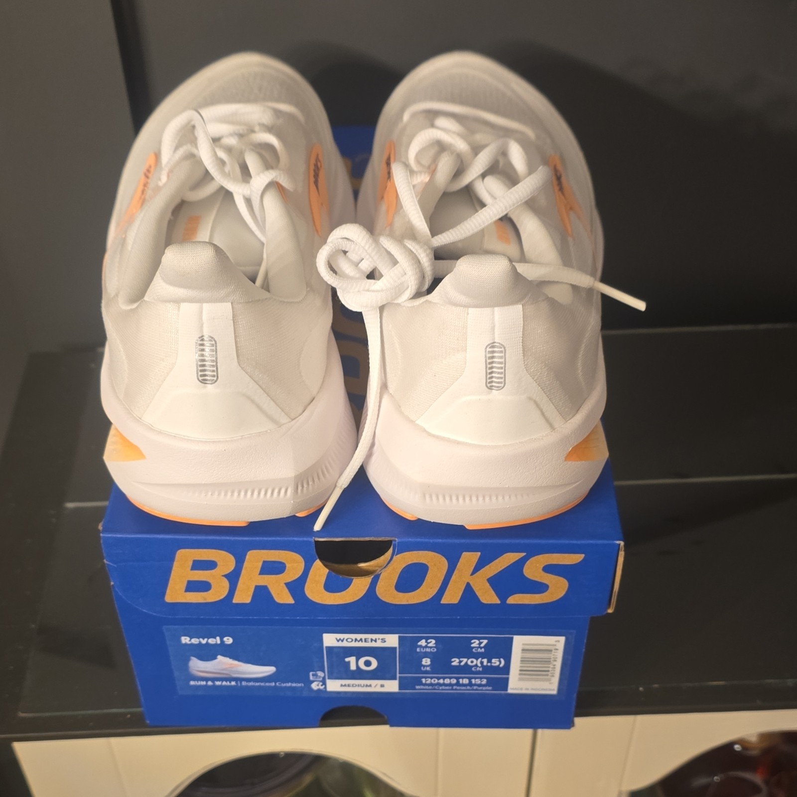 Brooks Revel 9 White/Orange/Purple Low Top Lace Up Women’s Mesh Sneaker