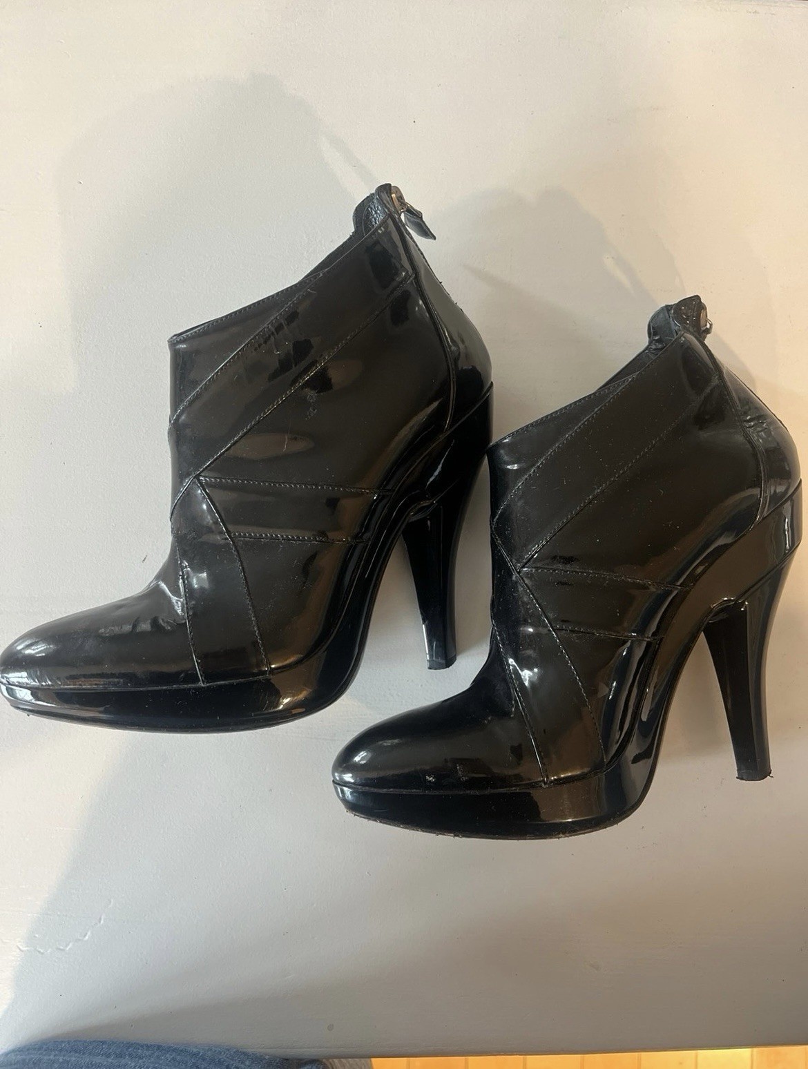 Burberry Prorsum Fall/Winter 2007 Black Patent Leather Boots size 40.5 Lady Gaga