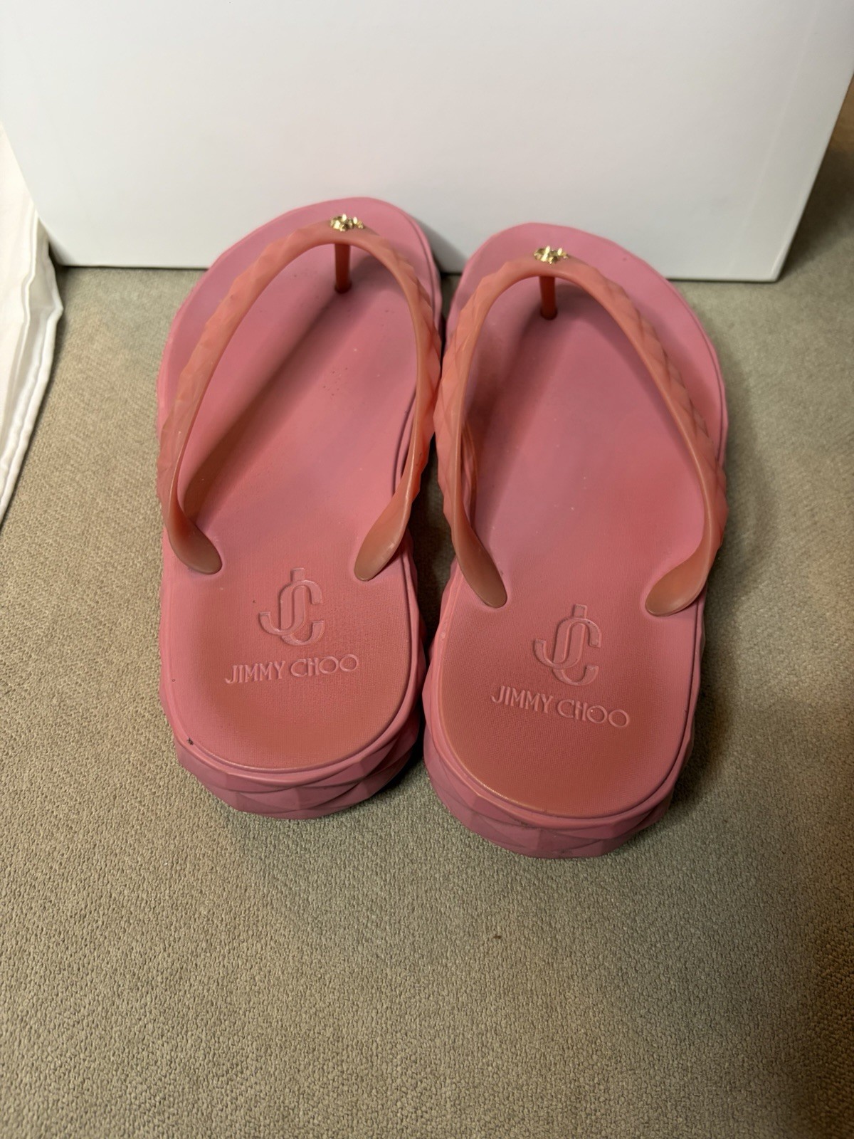 Jimmy Choo Sandals Pink Leather Women 36 With Box