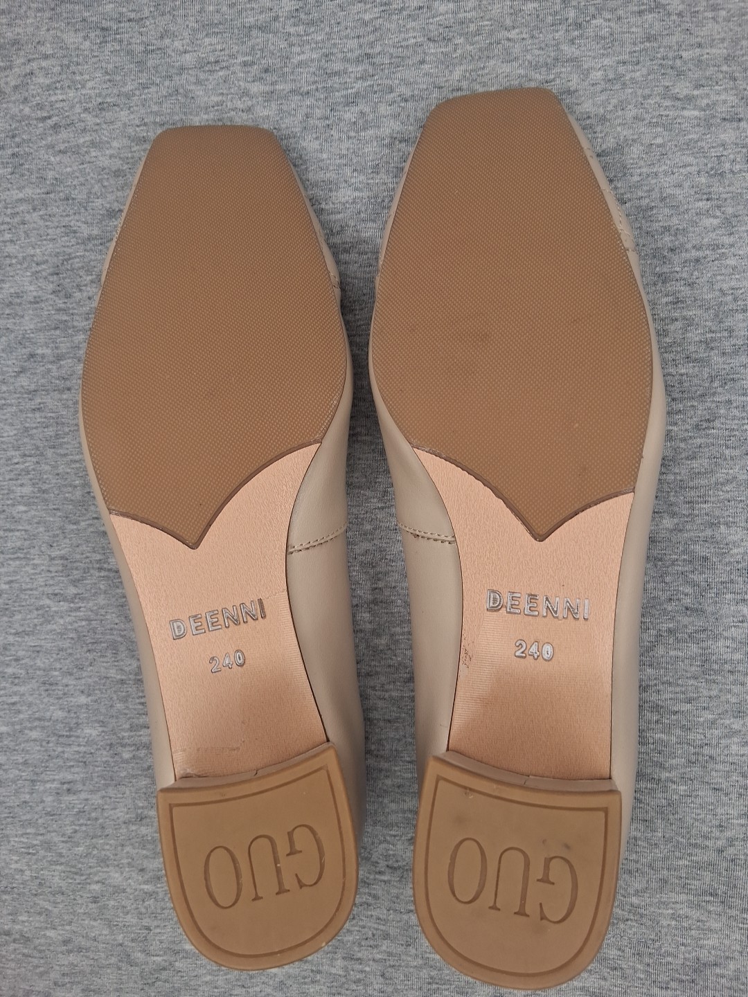 DEENNI Heeled Ballet Pumps Tan Minimalist Business Casual Size 38 US 7