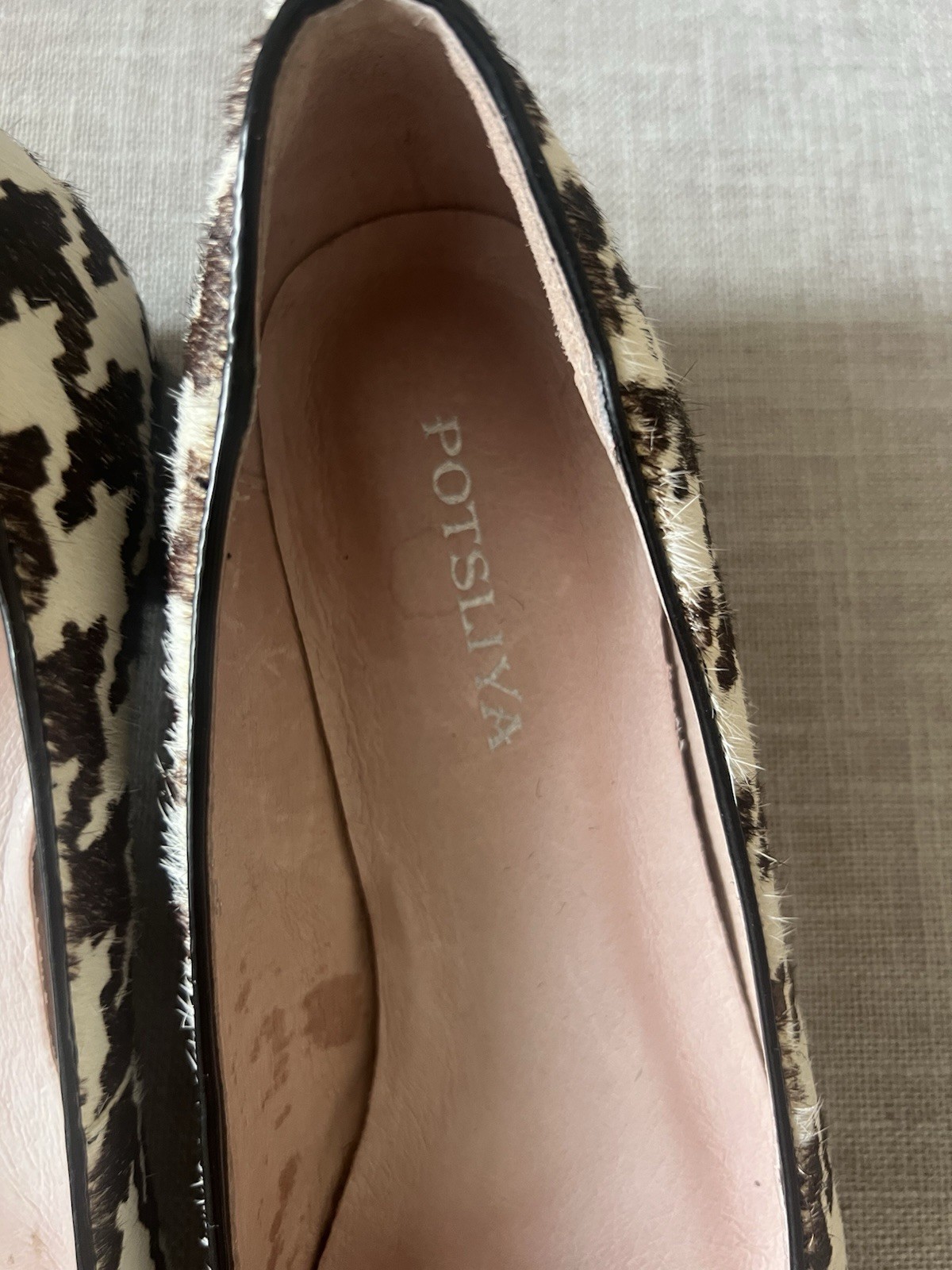 POTSILYA Women’s Black/beige Houndstooth Bow Slip-On Ballet Flats US 7.5