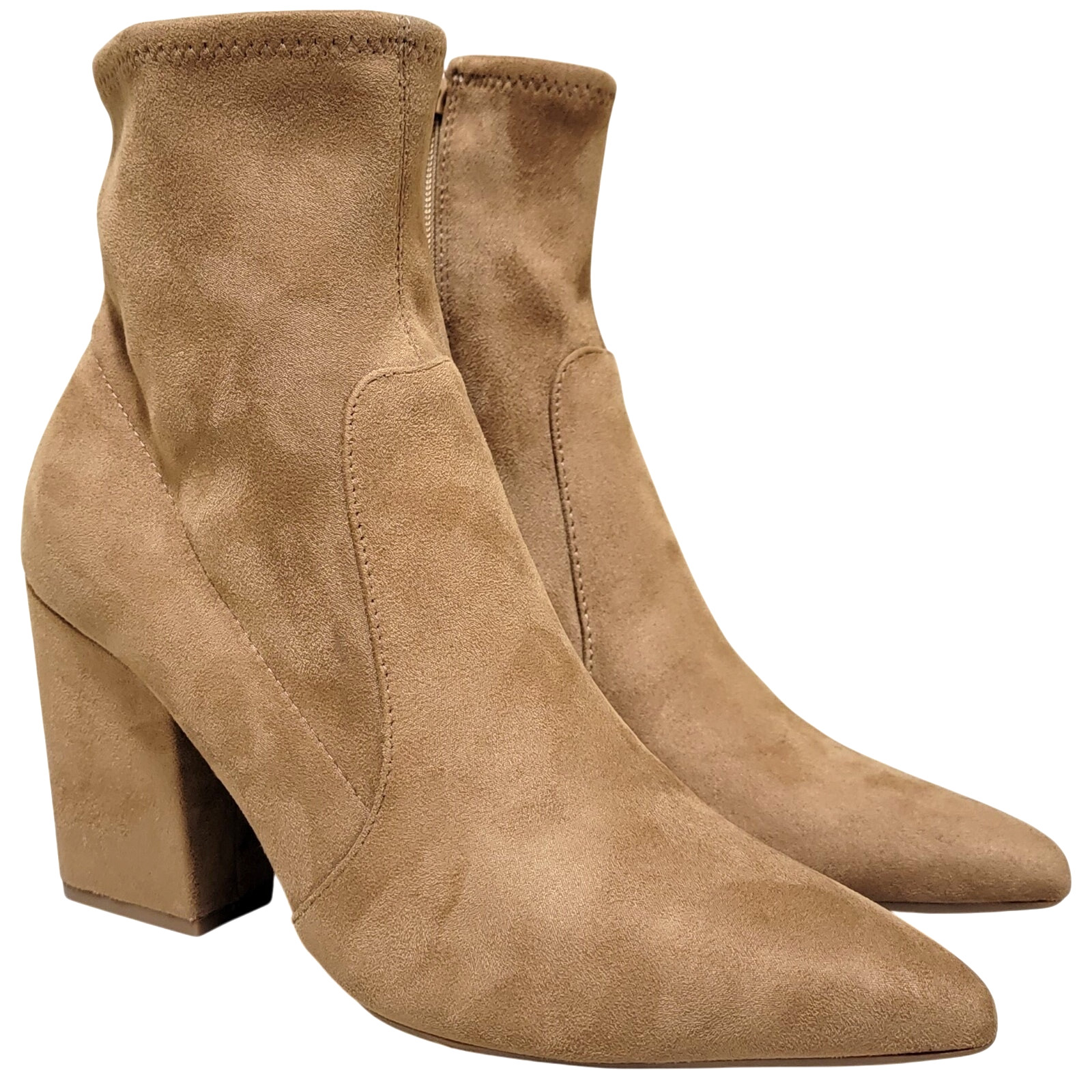 On 34th Women Block Heel Ankle Sock Booties Lydiaa Size US 9.5M Camel Brown