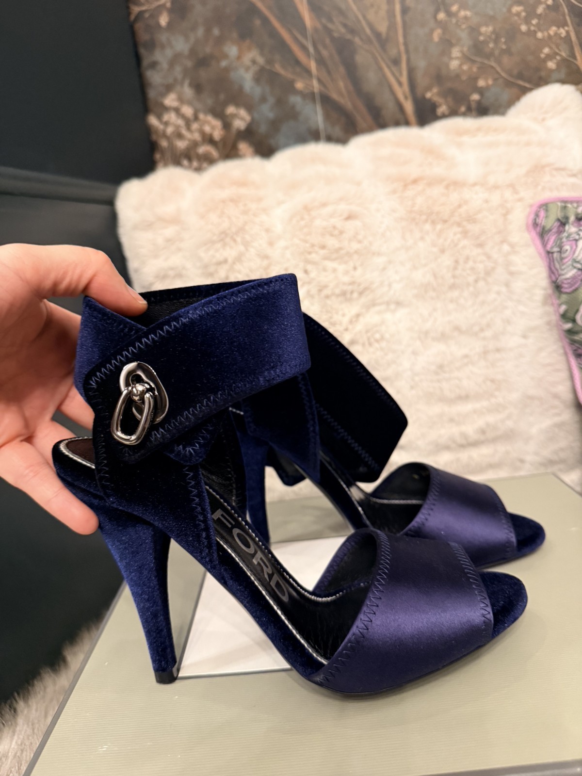 Tom Ford Midnight Blue Satin Heels