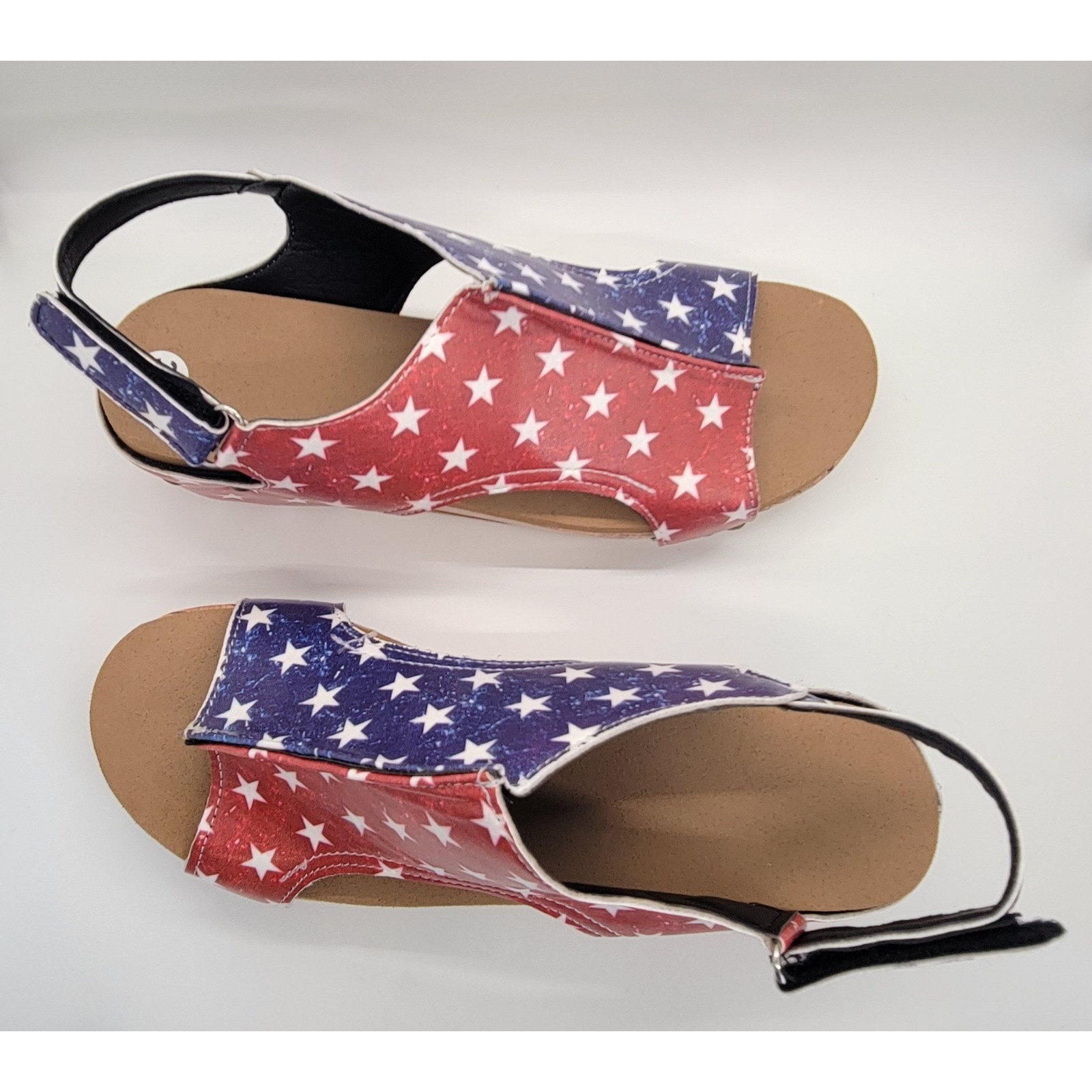 Women’s American Flag Wedge Sandals EU 37 US 6 Patriotic Cork Platform Slingback