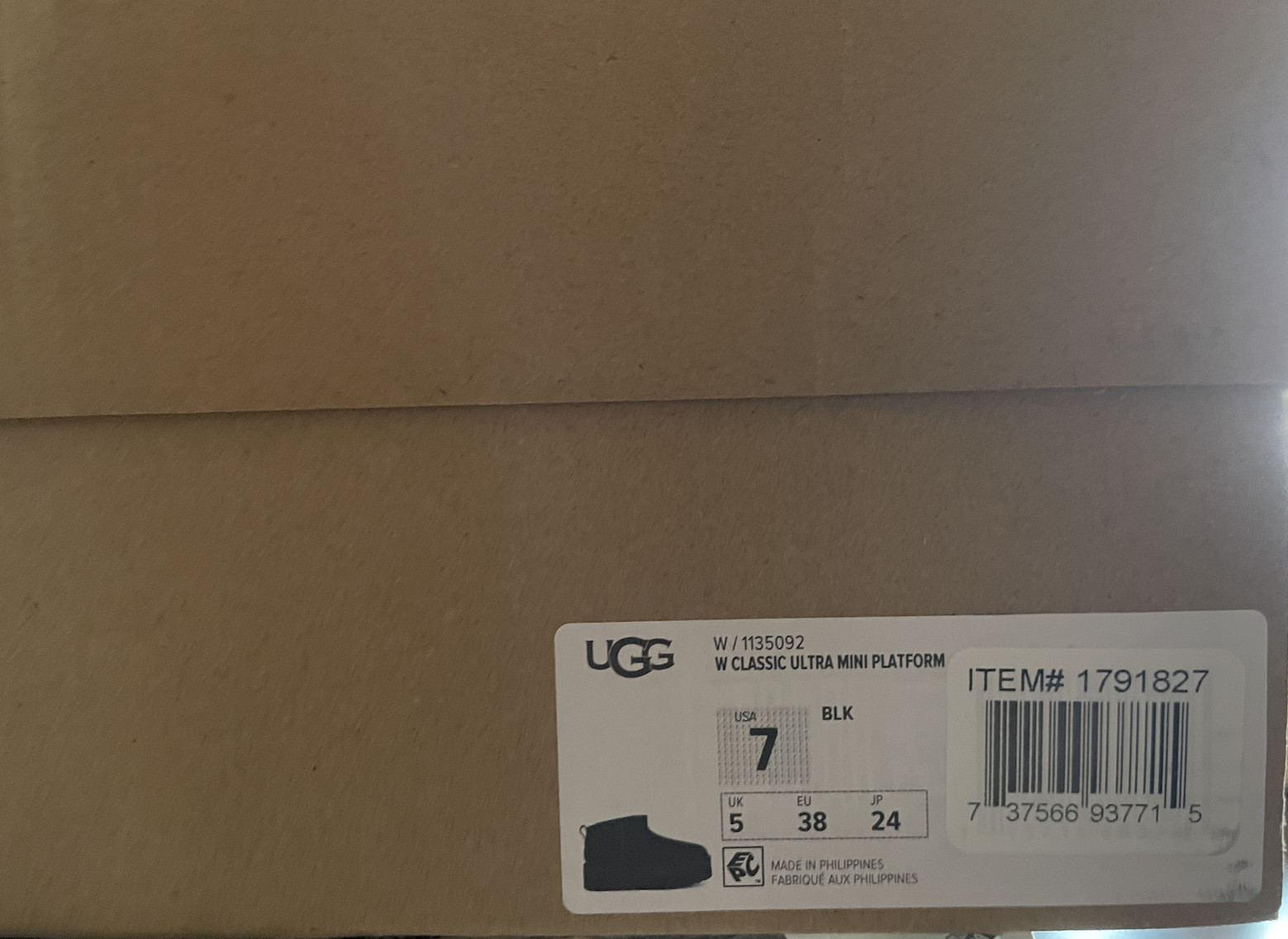 UGG Womens Classic Ultra Mini Platform Boot Authentic Original Box 1135092 BLACK