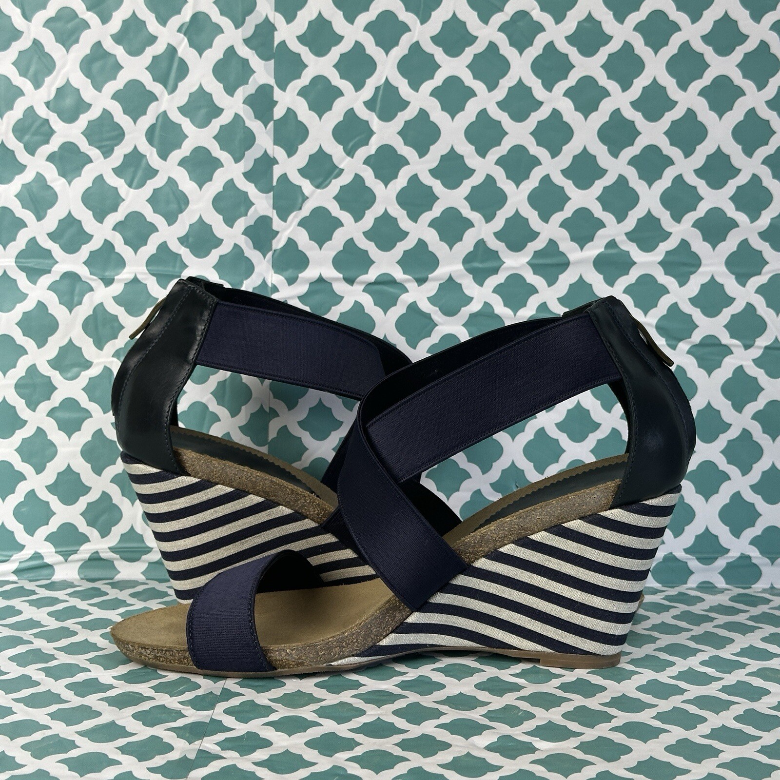 Anyi Lu Christina Wedges Women’s Size US 8.5 EU 39 Cork Heel Sandal Blue