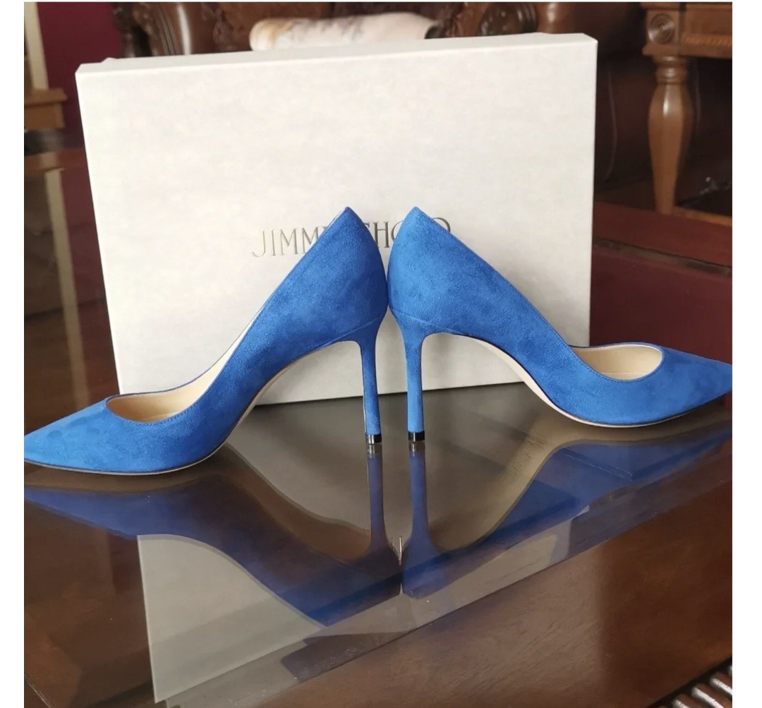 Jimmy Choo Blue Suede Pointed Toe Slip-On Stiletto Pumps Women’s US 5.5