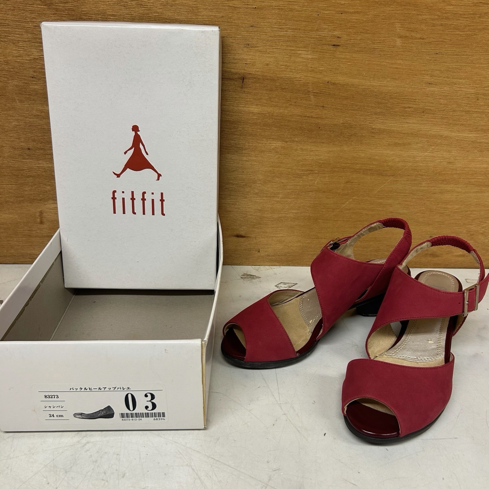 fitfit Women’s Open Toe Slingback Sandals Burgundy Size 24.0cm Comfort