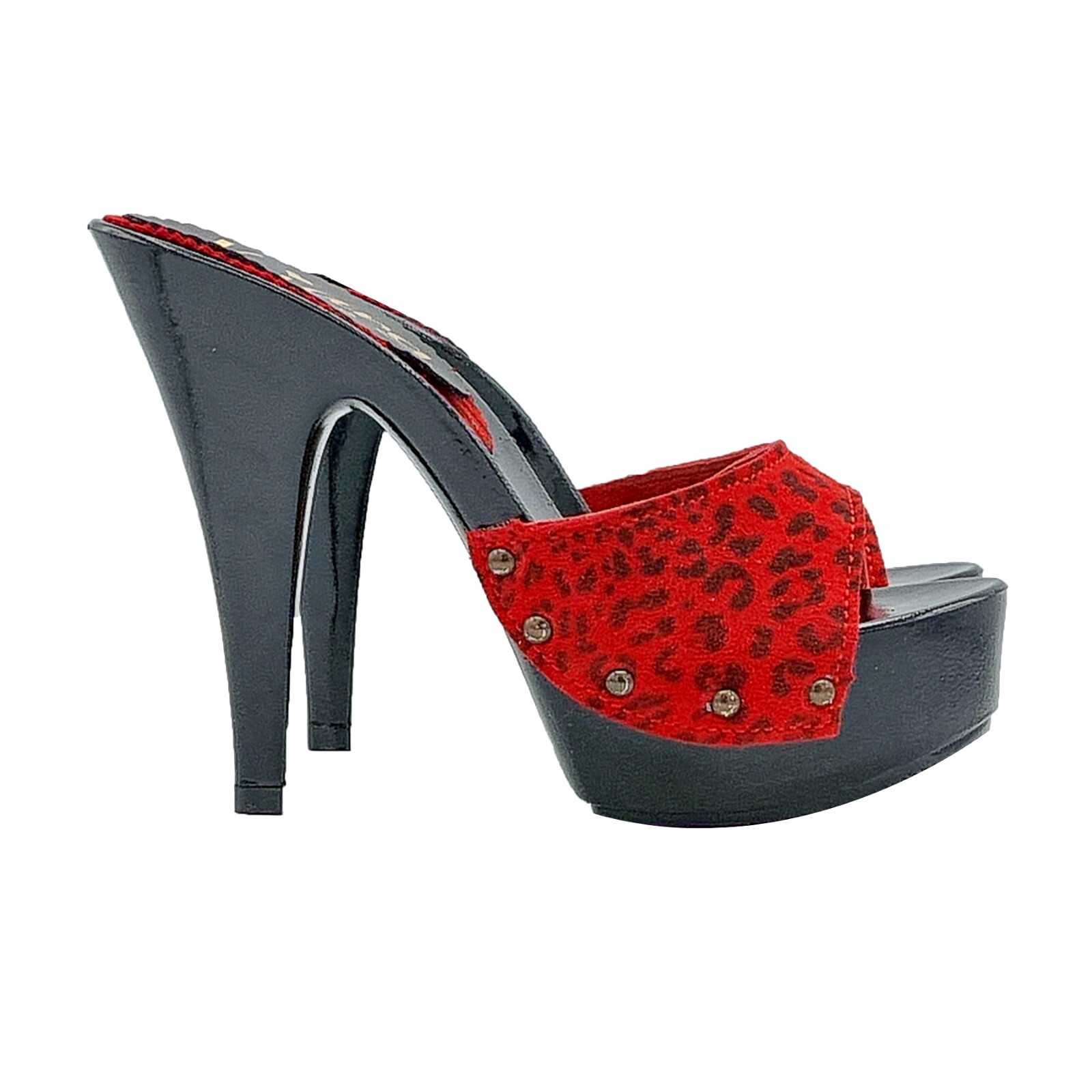 Black Clogs Red Suede Band ‘Leopard Effect’ – K95001 CAM RED LEOP
