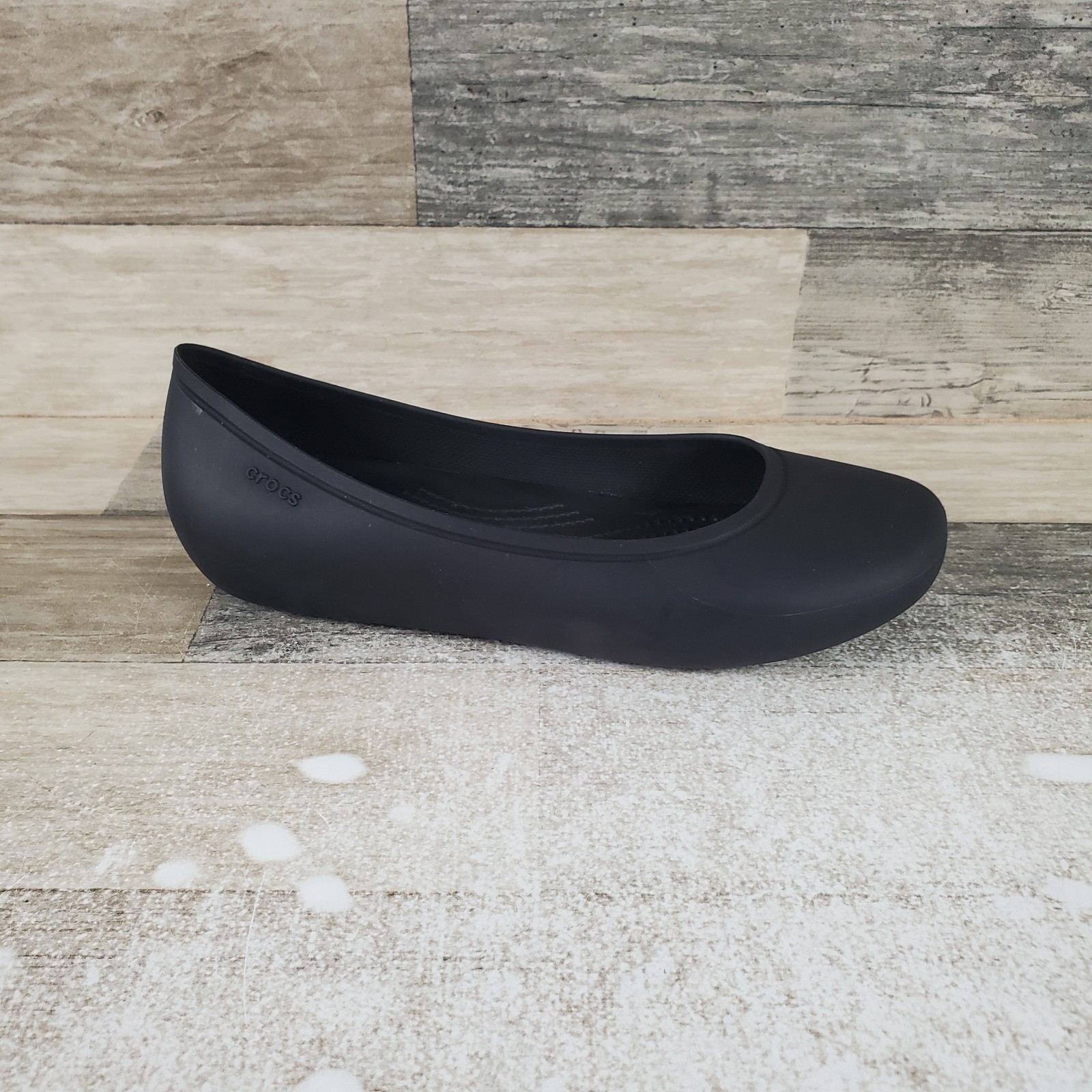 Crocs Brooklyn Womens Ballet Flats Sz 7 W Black Rubber Comfort Slip On Round Toe