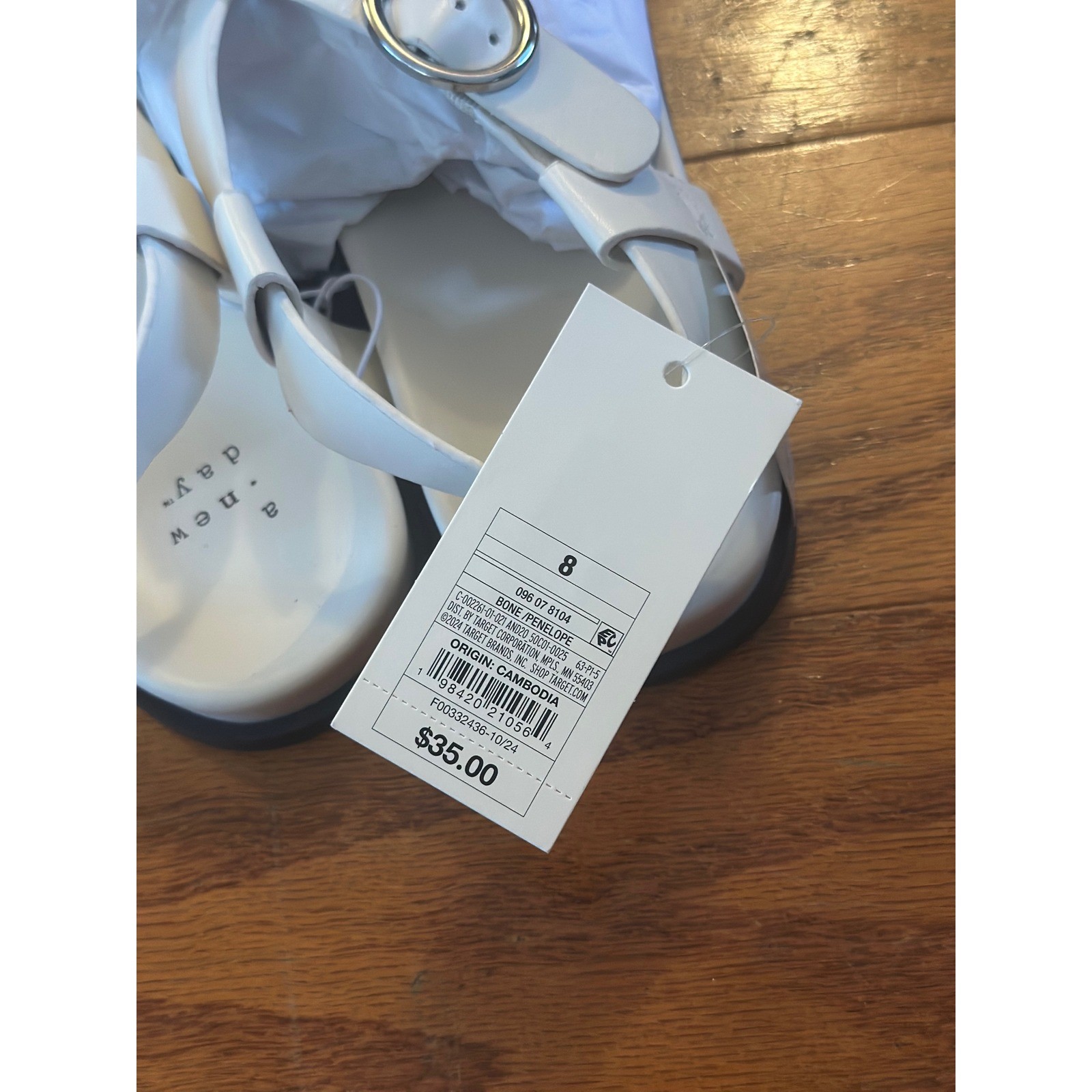A New Day Penelope Bone White Toe Ring Slingback Sandals Womens 8 New