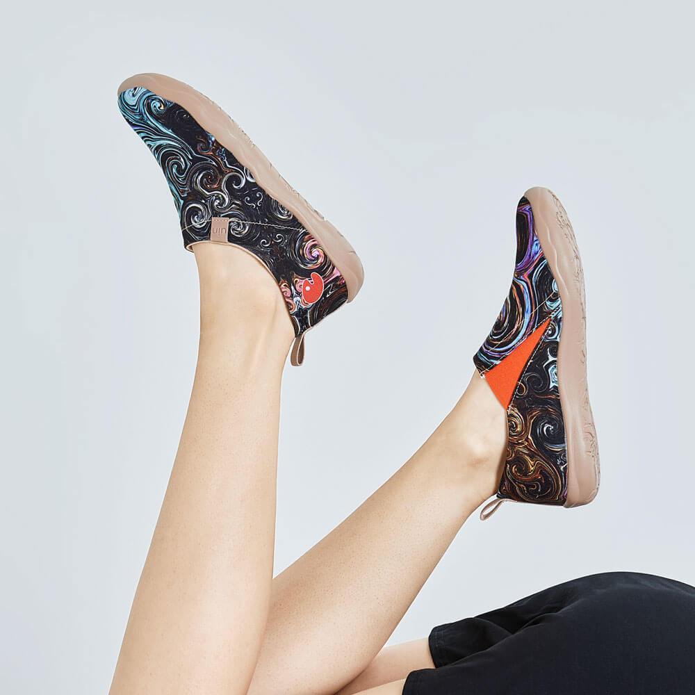Women Size 5-10.5 UIN Slip On Shoes Canvas Comfortable Loafers «Starry Night #1»