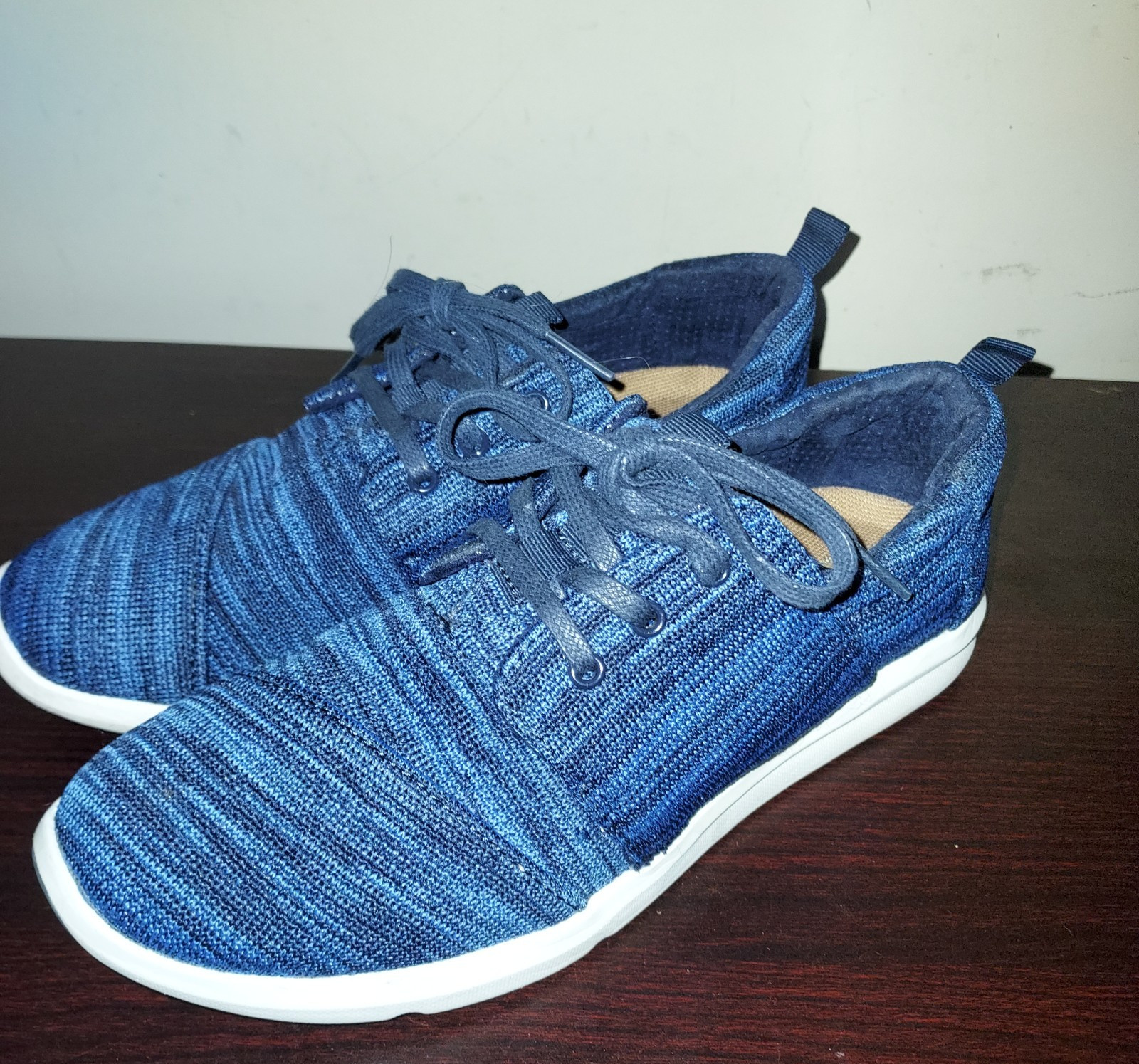 TOMS Women’s Sneakers 7.5M Lace Up Canvas Del Rey Comfort Walking Shoes Blue