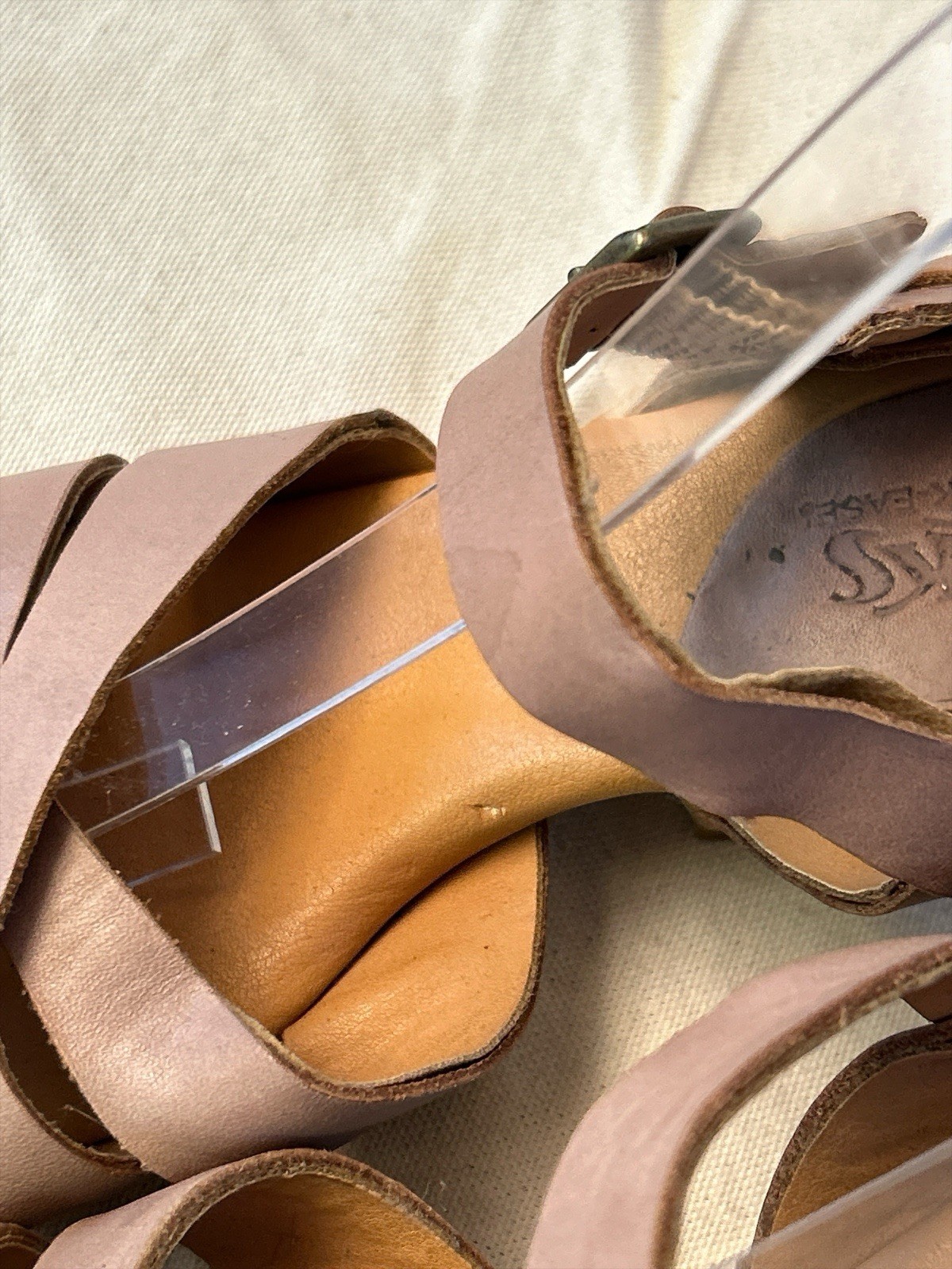 Korks by Kork-Ease Nadim Block Heel Taupe Leather Sandal Women’s Size 7