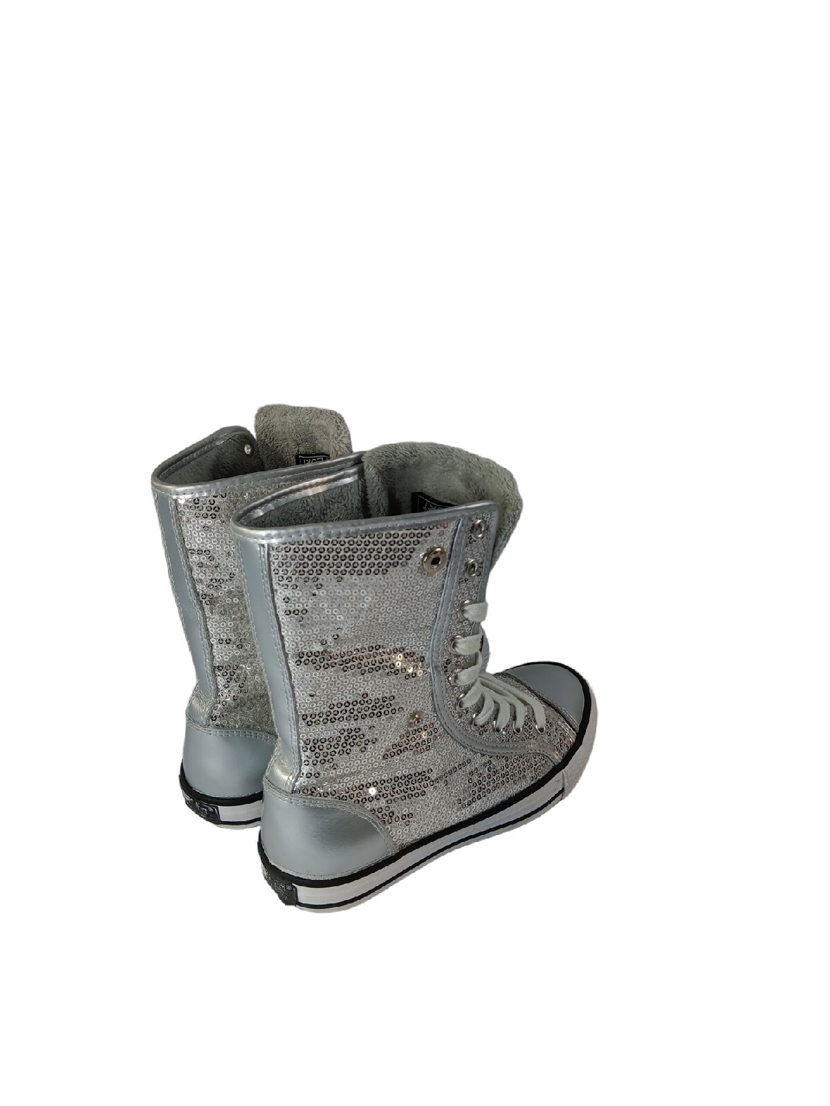 Gotta Flurt Silver Sequin/ White Women’s High Top Shoes 5.5 Destiny 17981084