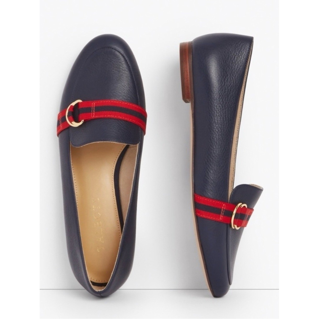 Talbots 4th of July Americana Loafers 9.5W Navy Red Gold Leather nautical