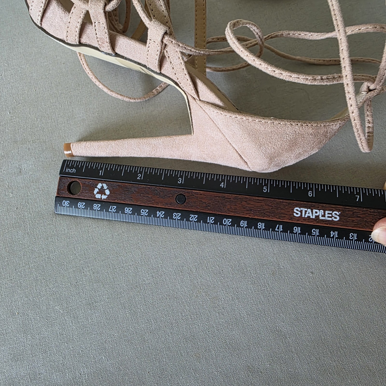 JustFab Blush Strappy Sandals Lace-Up Tassel Stiletto Heels Nude US 6 EU 36.5