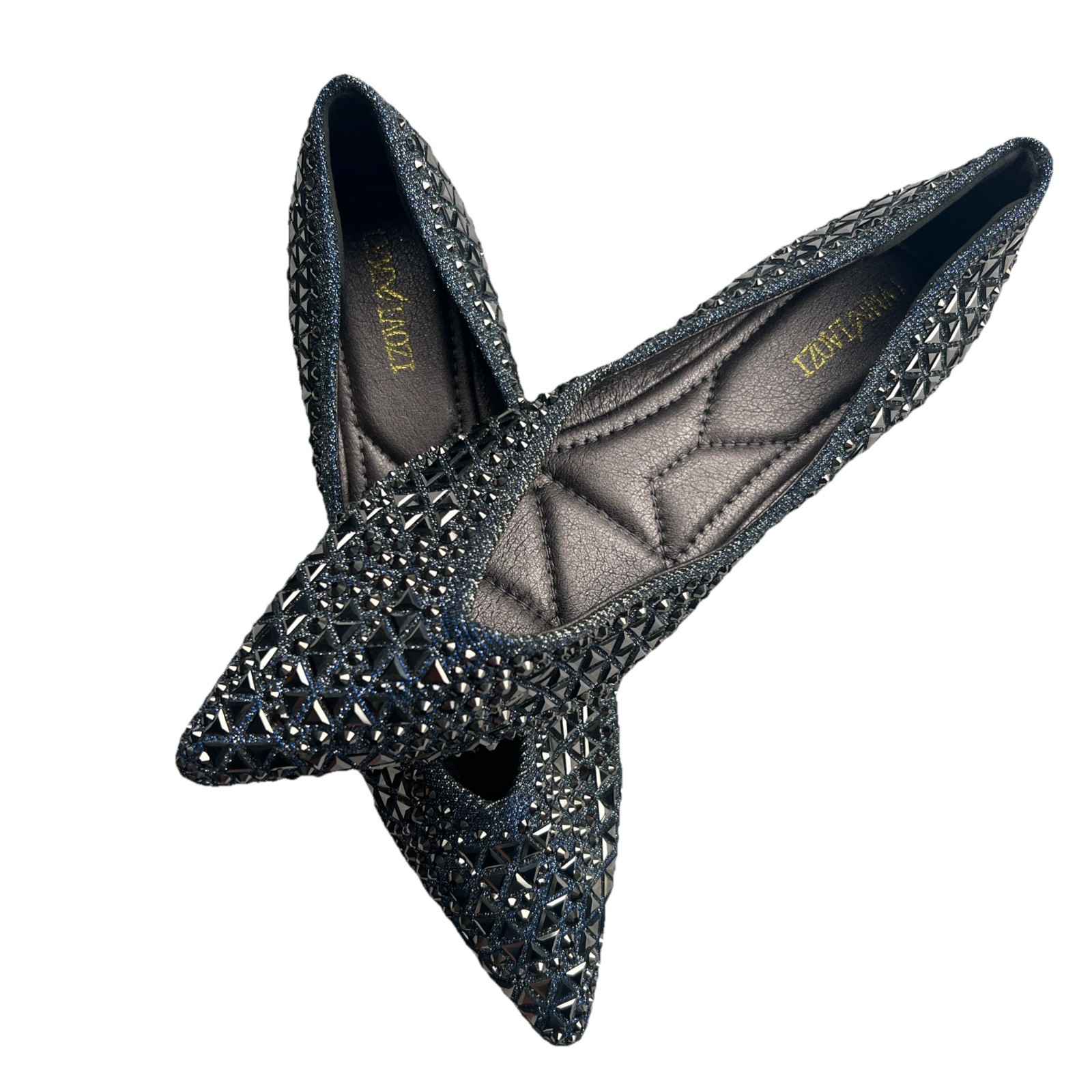Rivets Flats Pointed Toe Glitter Beading Ballerian Shoes Shallow Mouth Sequined