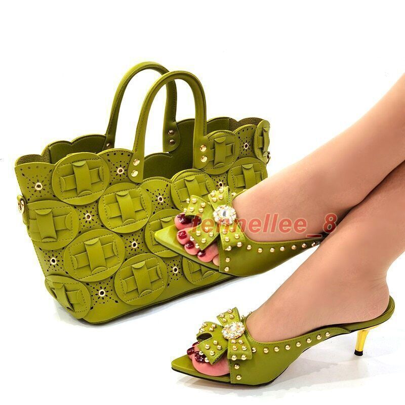 Shoes and Bag Set Sets Green Shoes with Matching Bags Royal Wedding Party