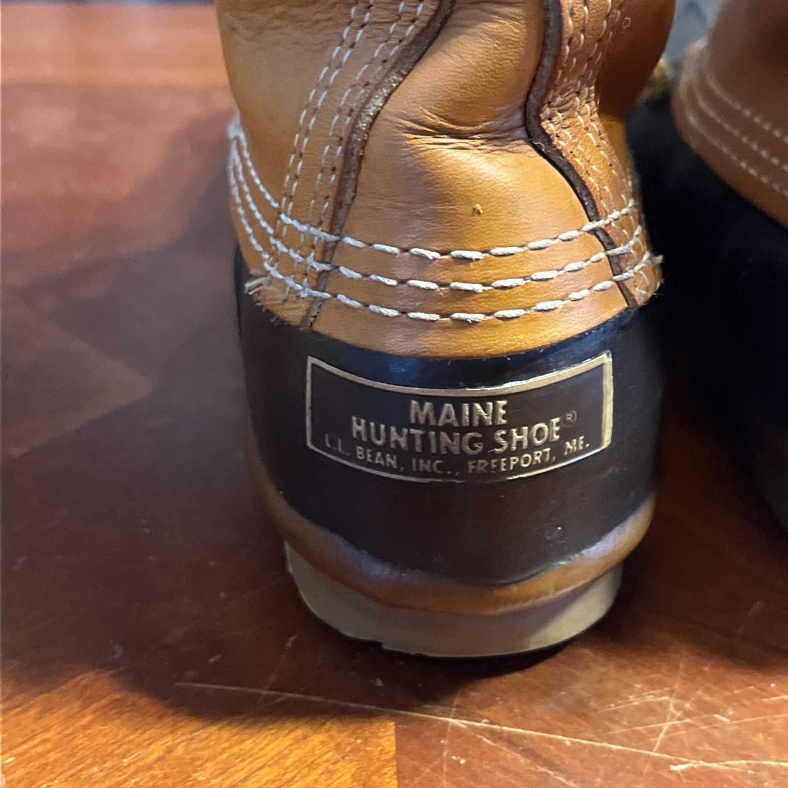 LL Bean Womens Maine Hunting Shoe Leather & Rubber Waterproof Duck Boots Size 8