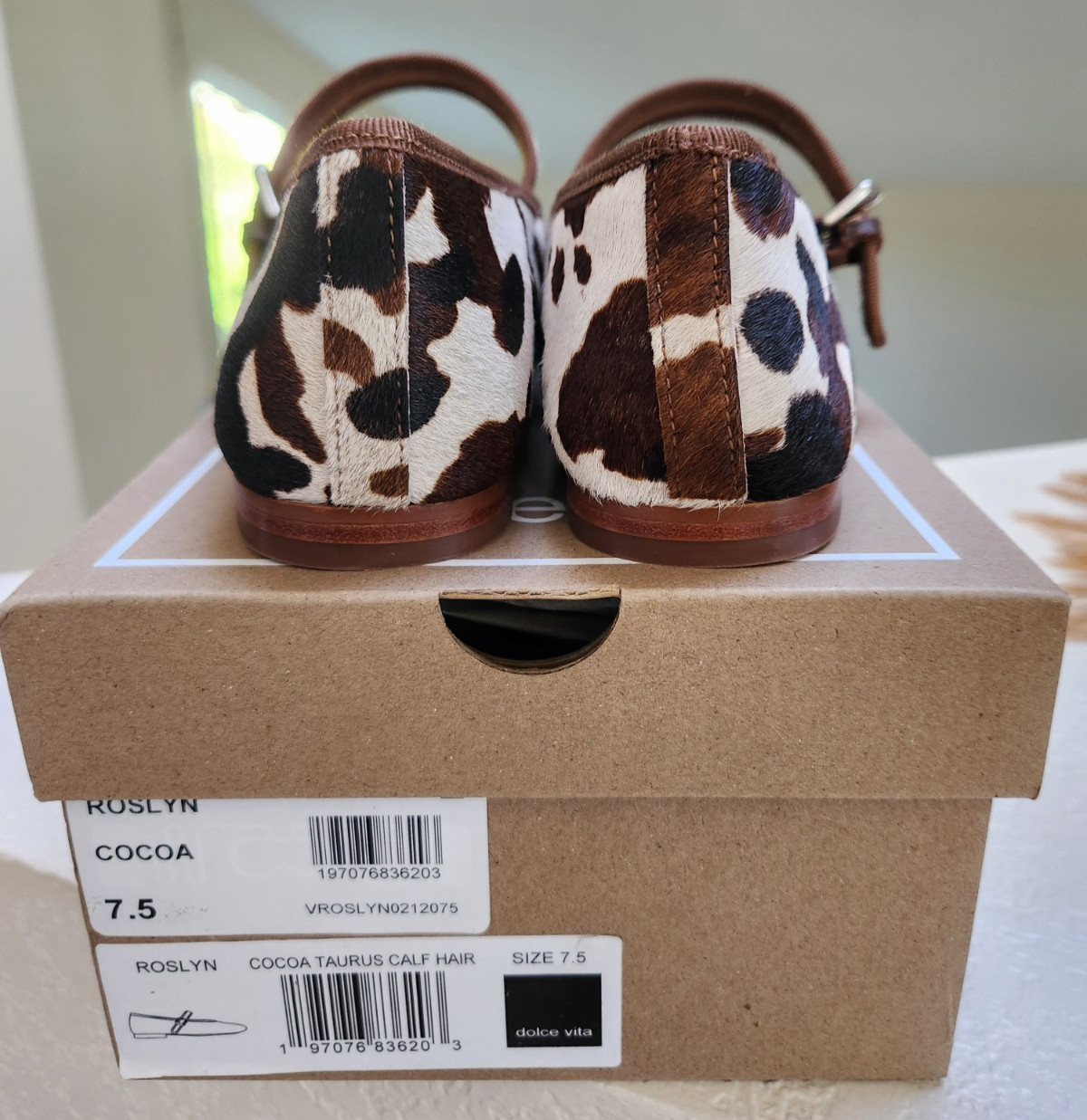 Dolce Vita Roslyn Ballet Flats Cocoa Taurus Calf Hair Real Fur Size 7.5 NIB