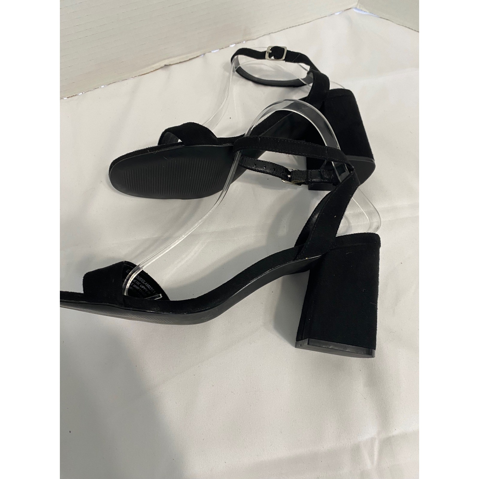 Steve Madden Glamorous Sandals Womens 9 Black Excellent Block Heel GLAM03S1